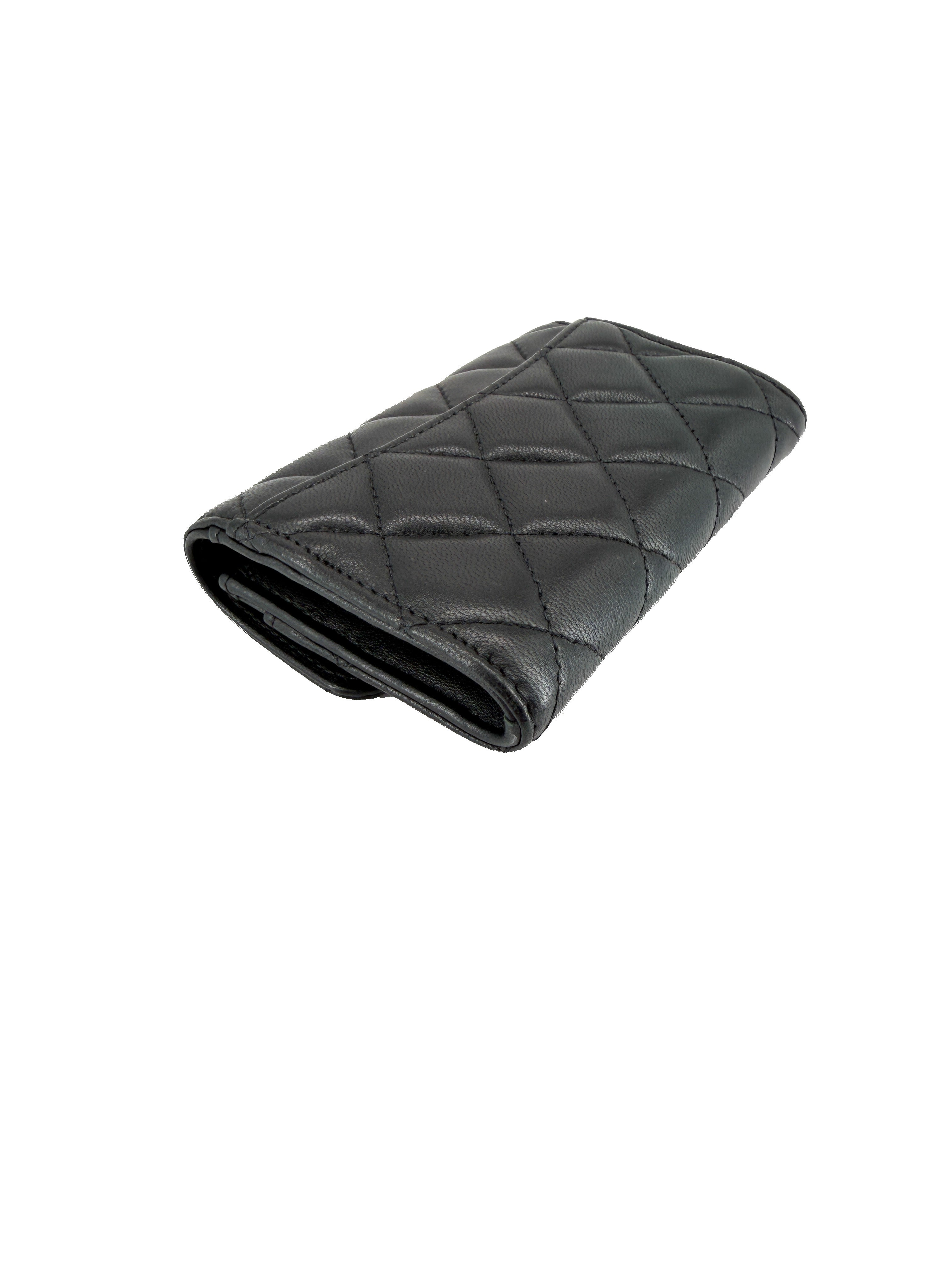 Chanel lambskin black classic flap card holder wallet 30739131 BOX