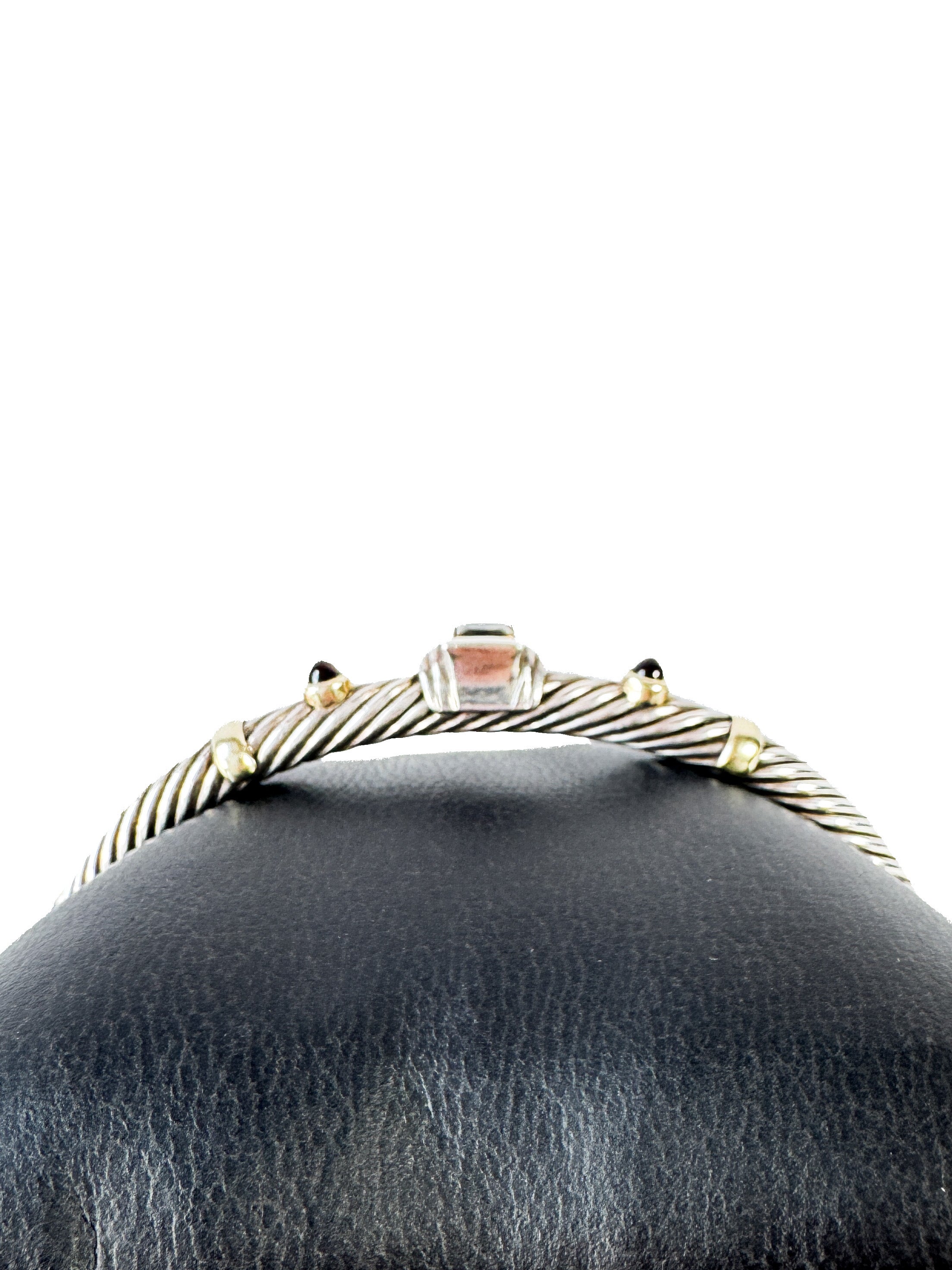 David Yurman sterling silver, yellow gold, citrine & tourmaline cable Renaissance cuff bracelet