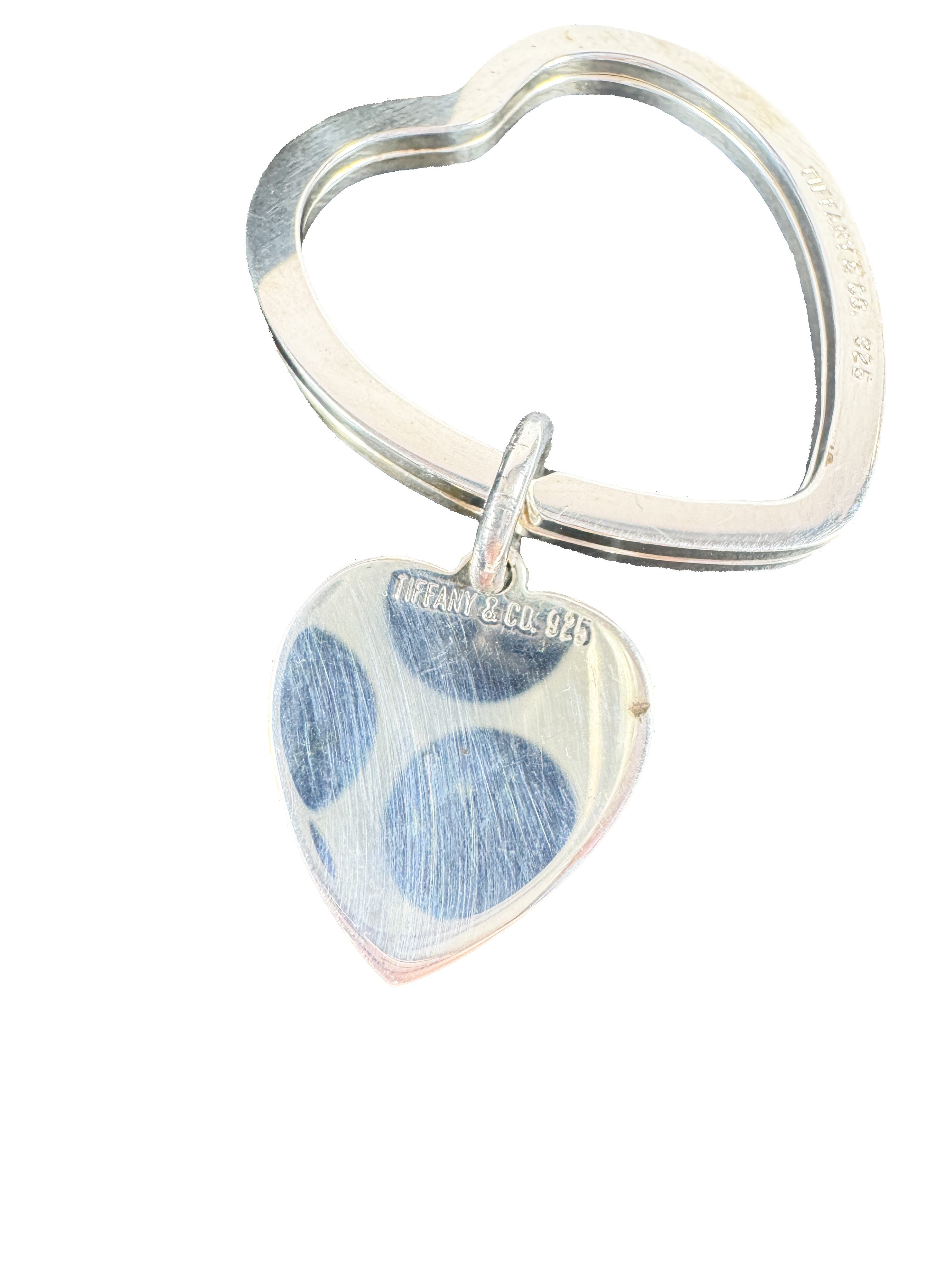 Tiffany & Co sterling silver heart keyring w/charm