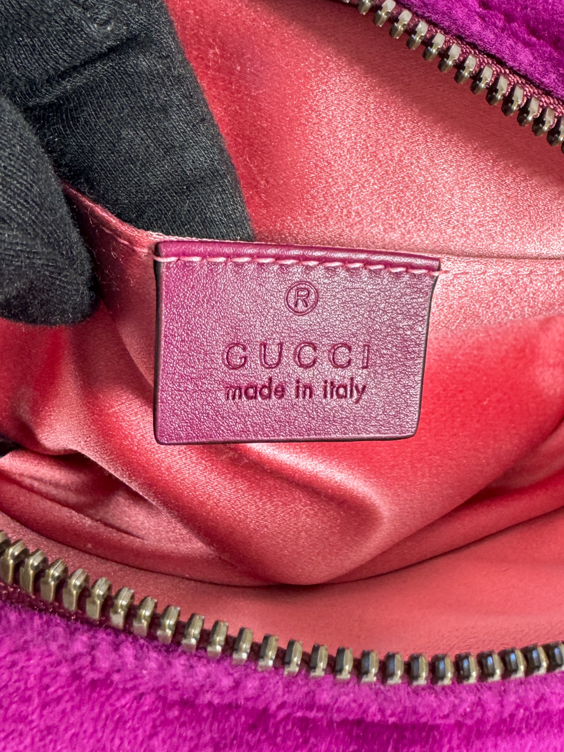 Gucci purple velvet Marmont belt bag 476434 493075