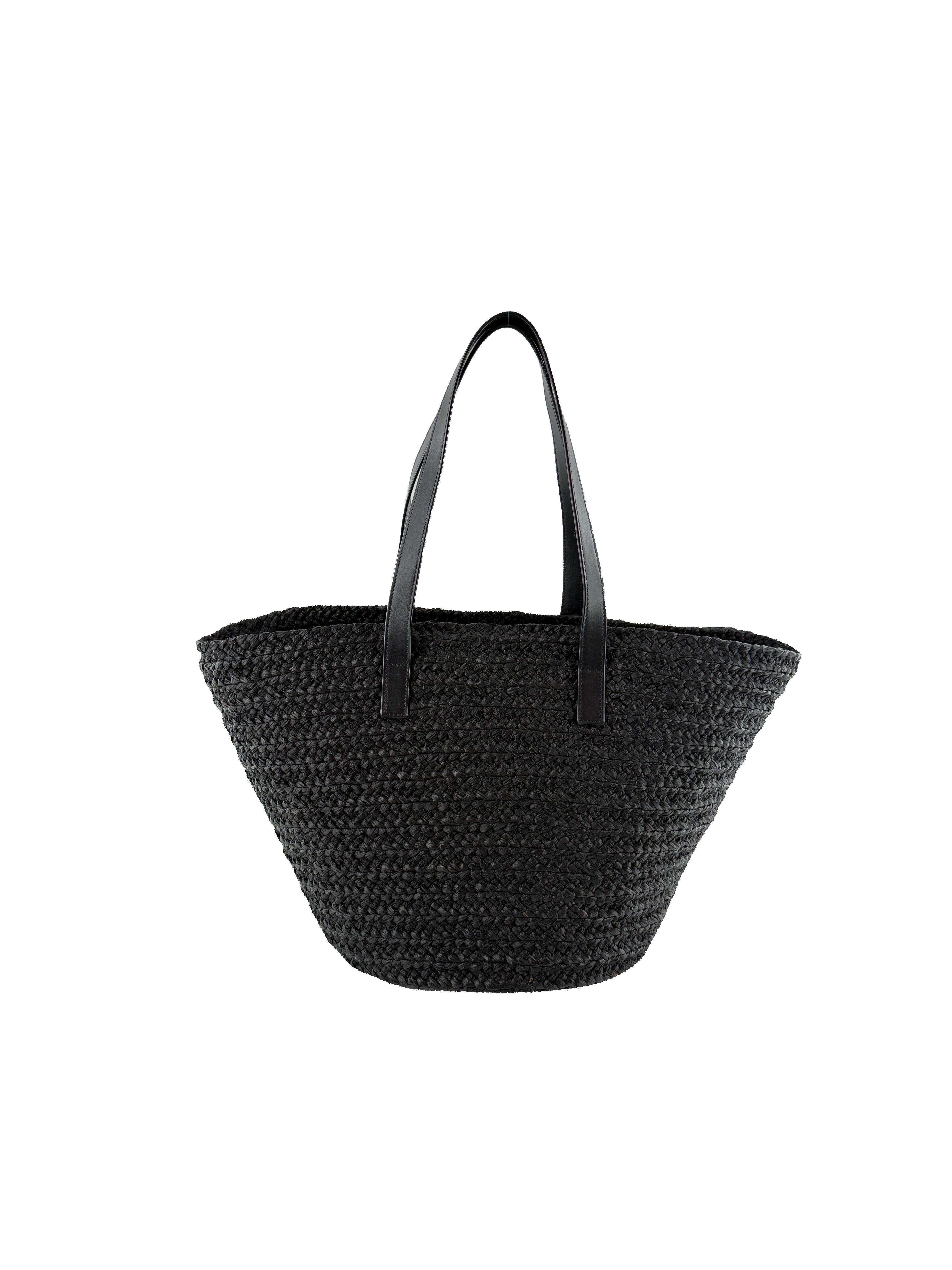 Saint Laurent black Raffia Panier tote YSL693242-0422 - My Girlfriend's Wardrobe LLC