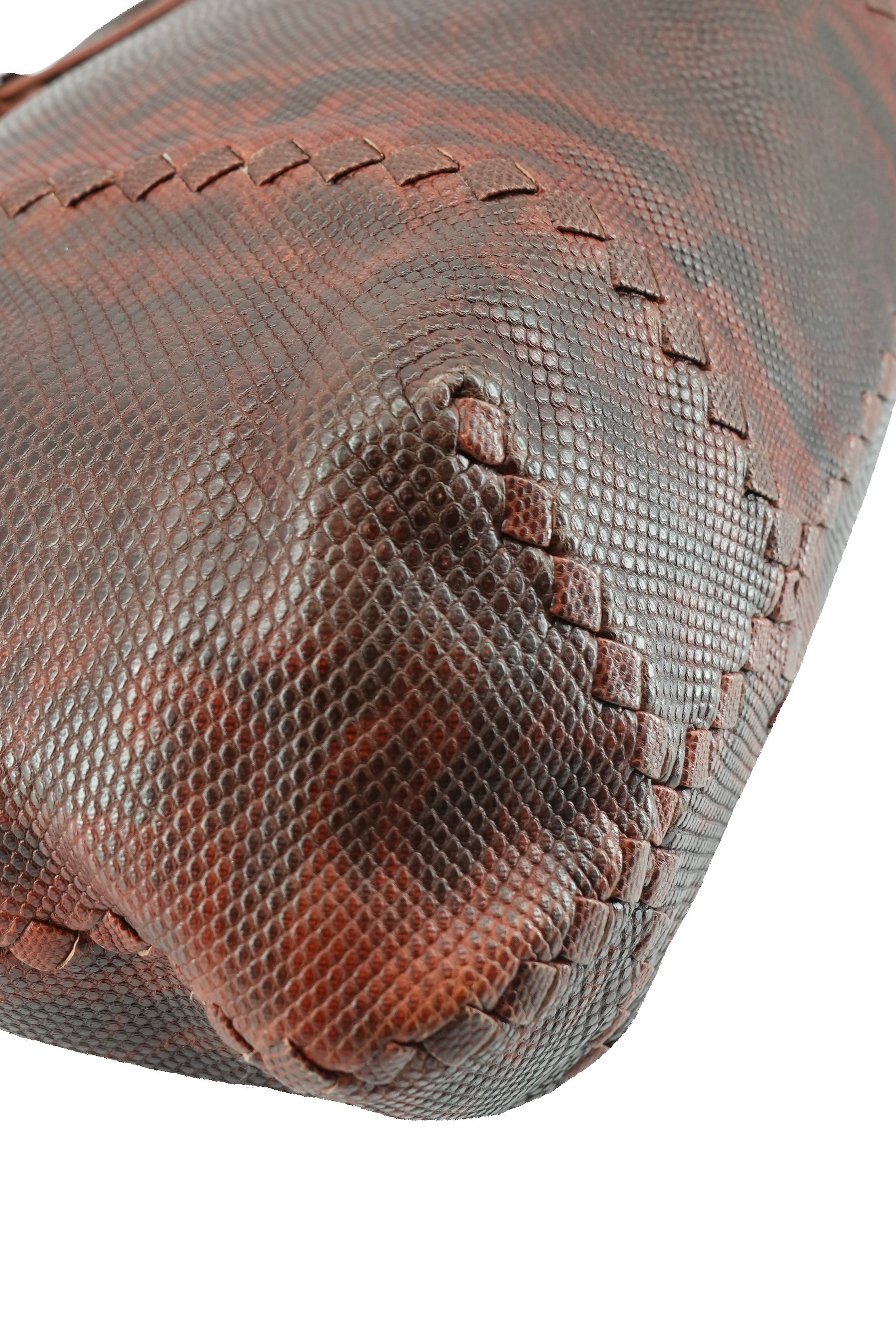 Bottega Veneta dark red python tote 6314
