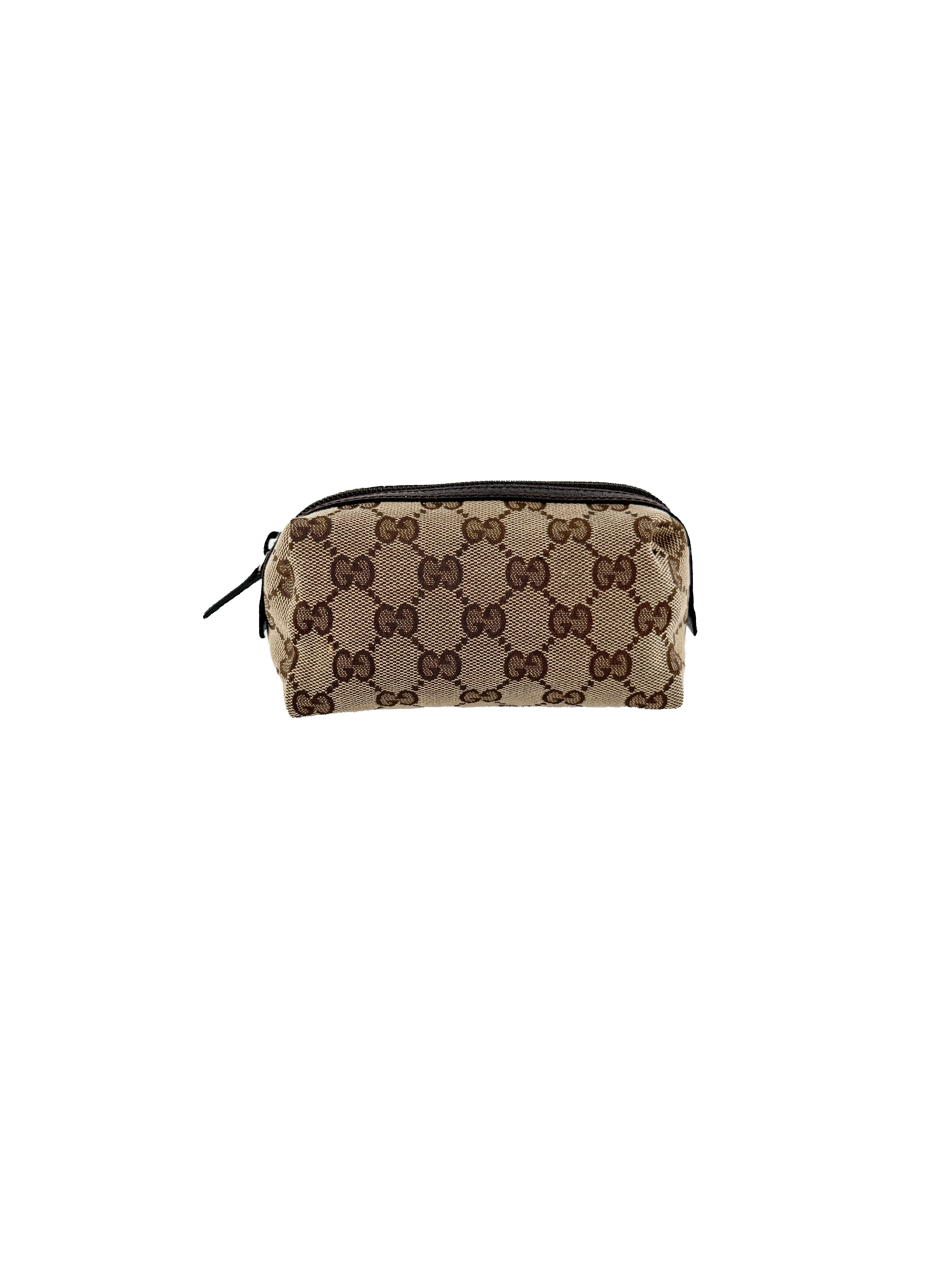 Gucci brown canvas GG zip pouch 29596 205027