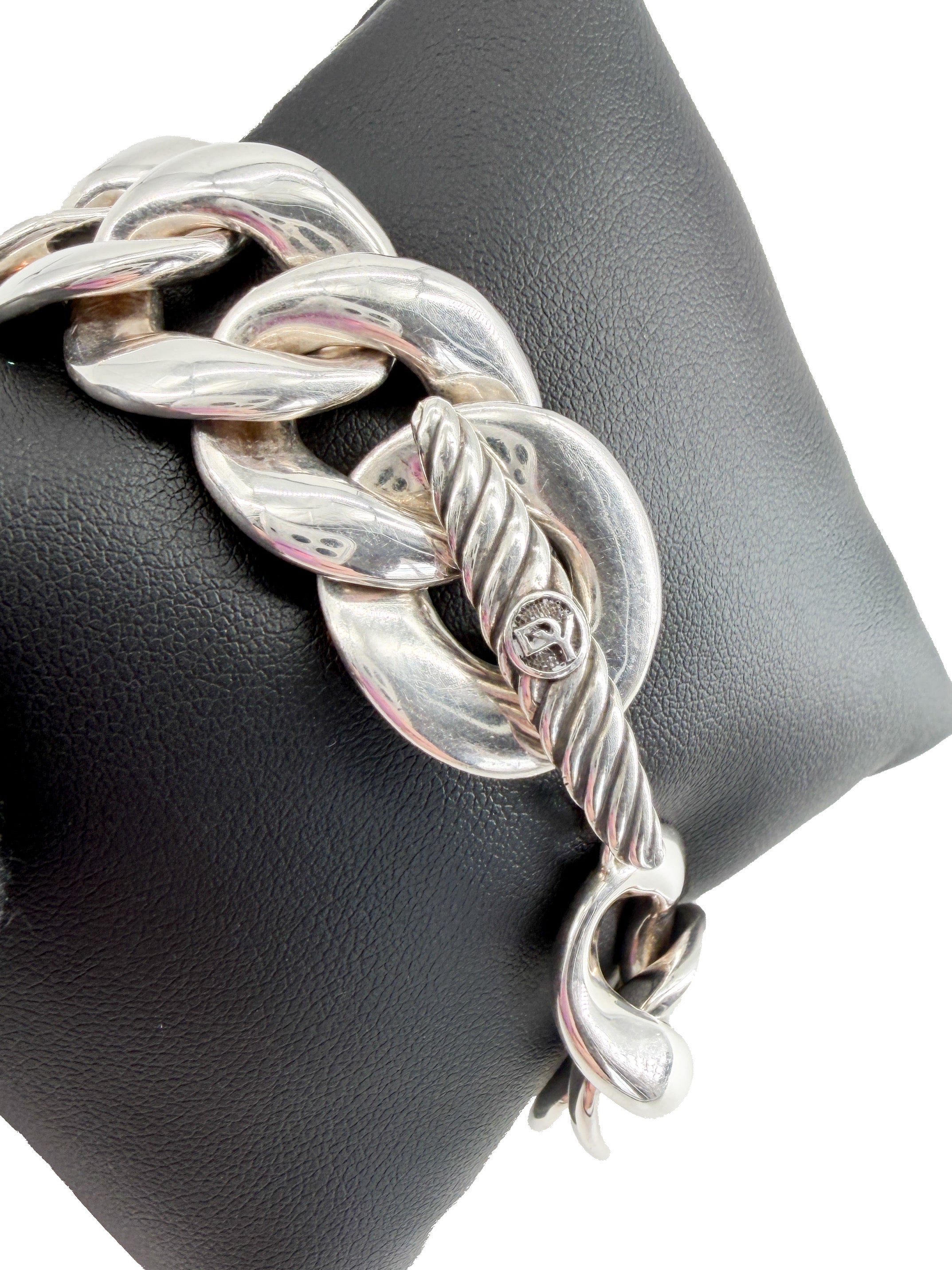 David Yurman sterling silver, black diamond Cordelia link bracelet