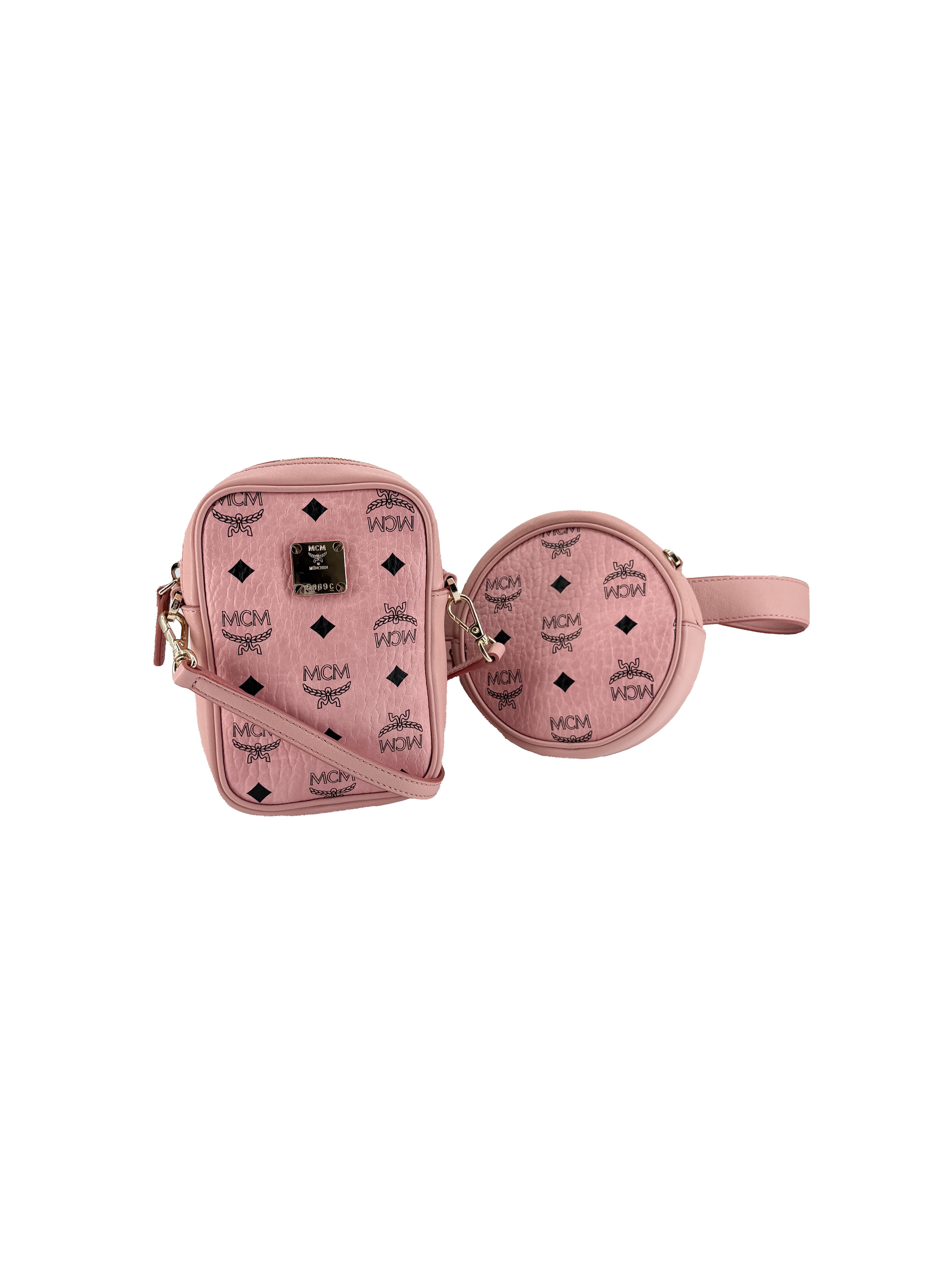 MCM pink Essential monogram double bet bag 10011904