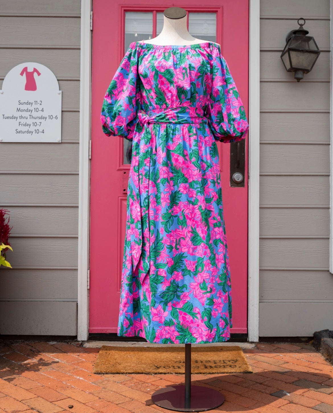 Lilly Pulitzer blue pink floral print Shawnlee SS dress size L NWT