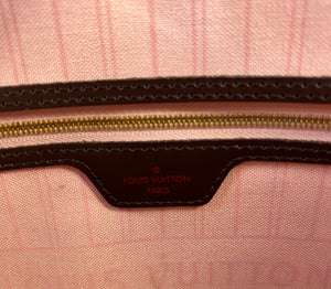 Louis Vuitton damier ebene neverfull MM light pink interior