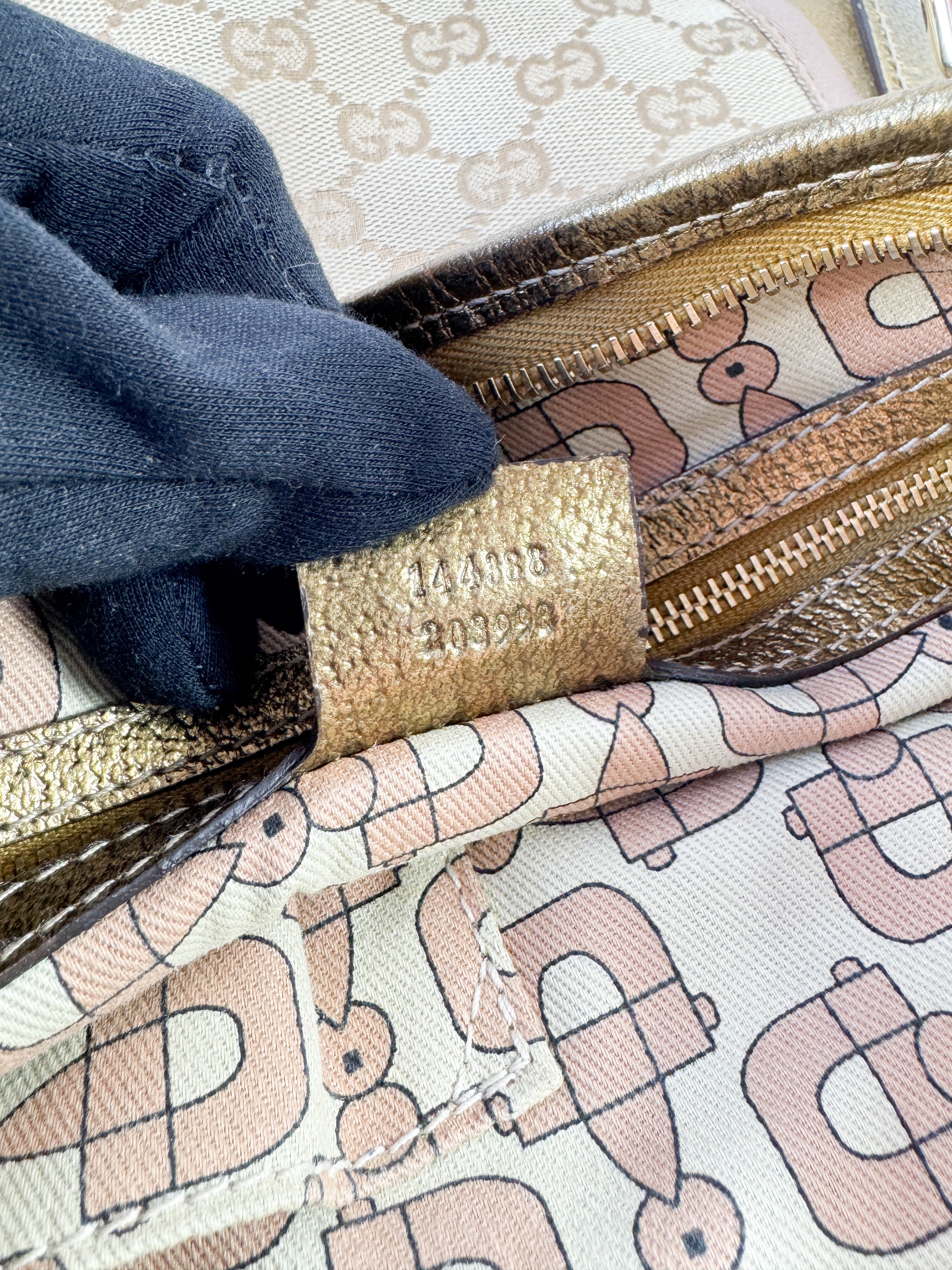 Gucci brown/gold/pink GG Jolicoeur messenger bag  203998