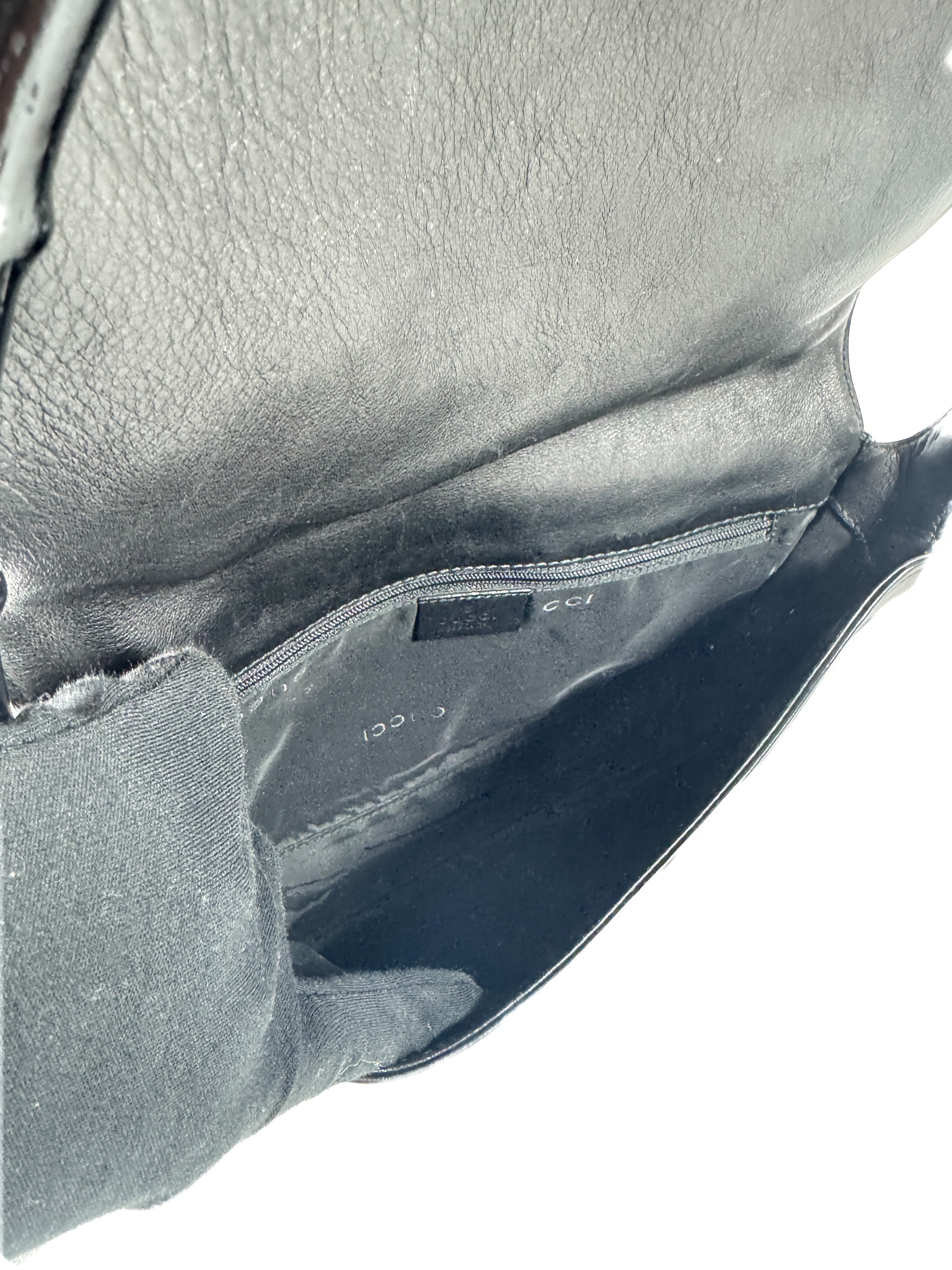 Gucci black leather bamboo handle bag 001-3239 001992