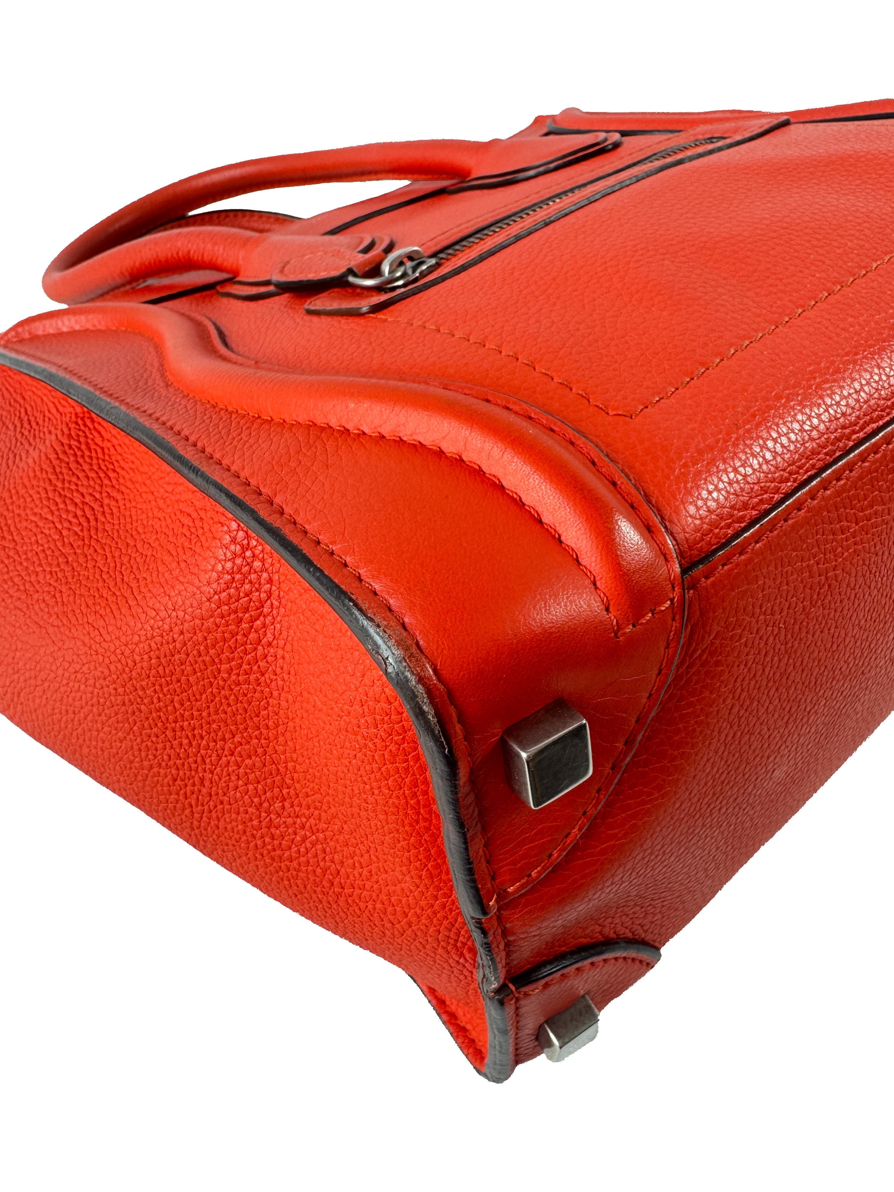 Celine red/orange micro luggage tote F-CE-0153