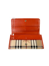 Burberry plaid orange Haymarket long wallet