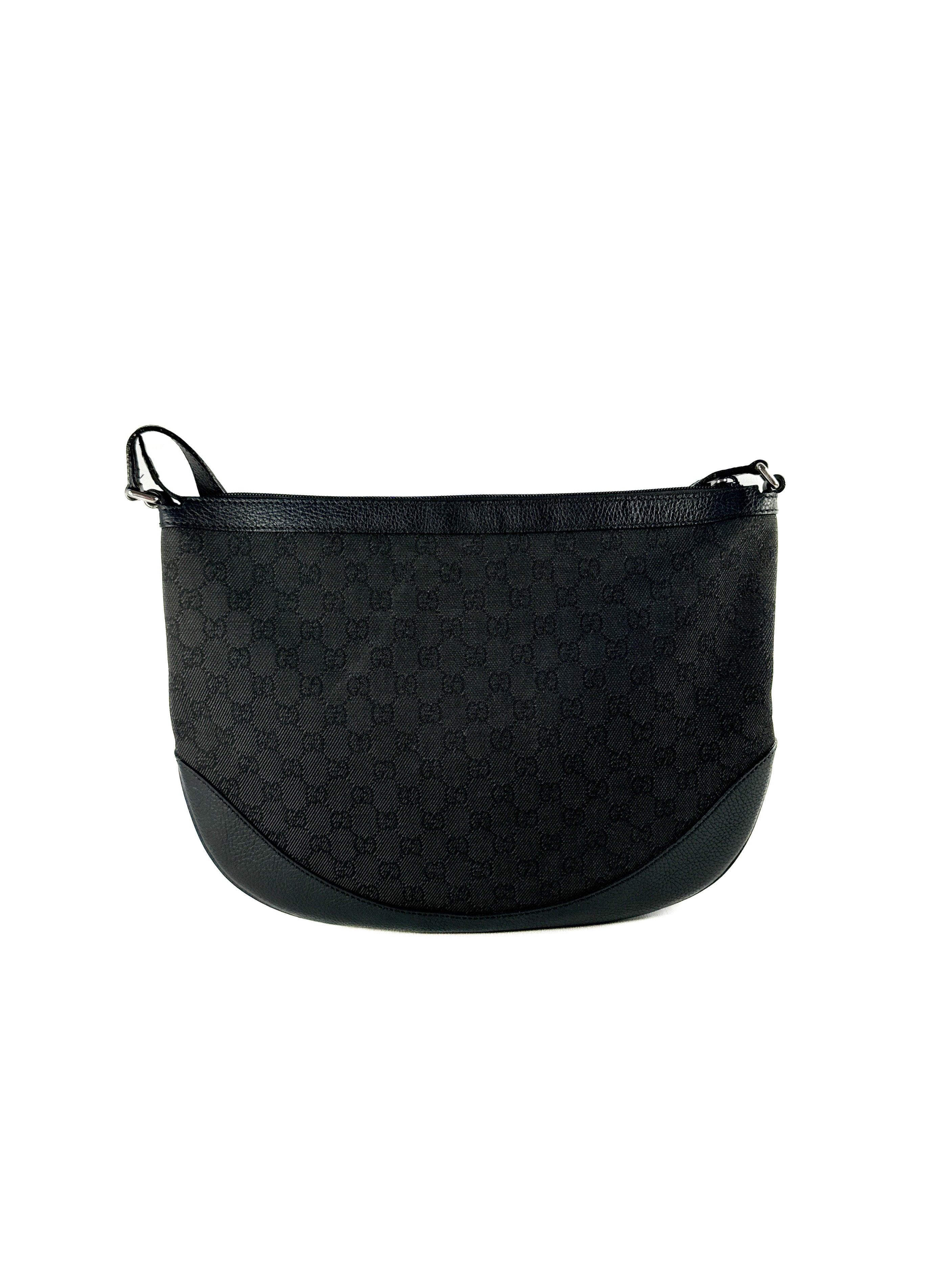 Gucci black denim/leather half moon crossbody 27238052175308