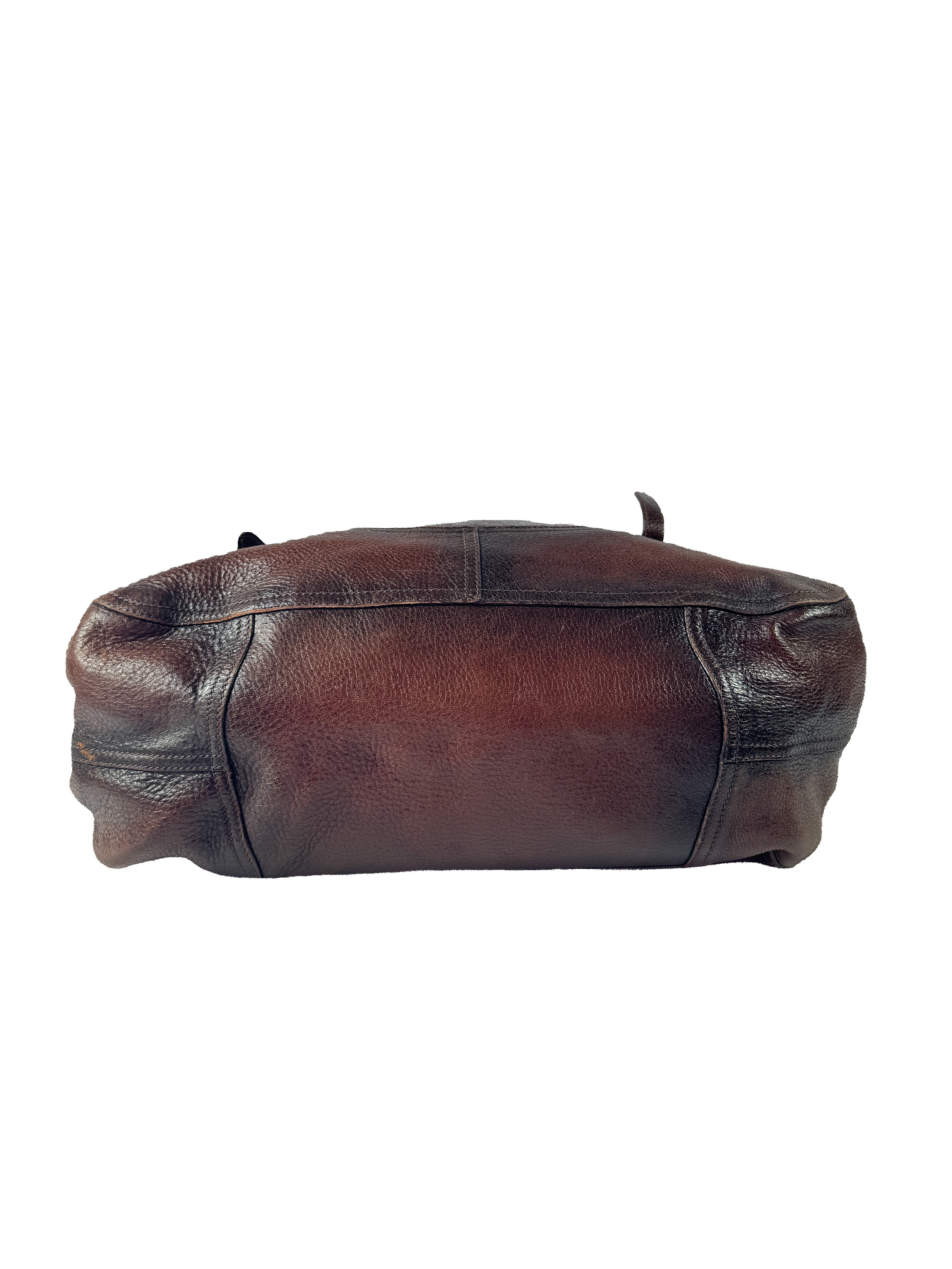 Prada brown leather Cervo Antik drawstring bag T7