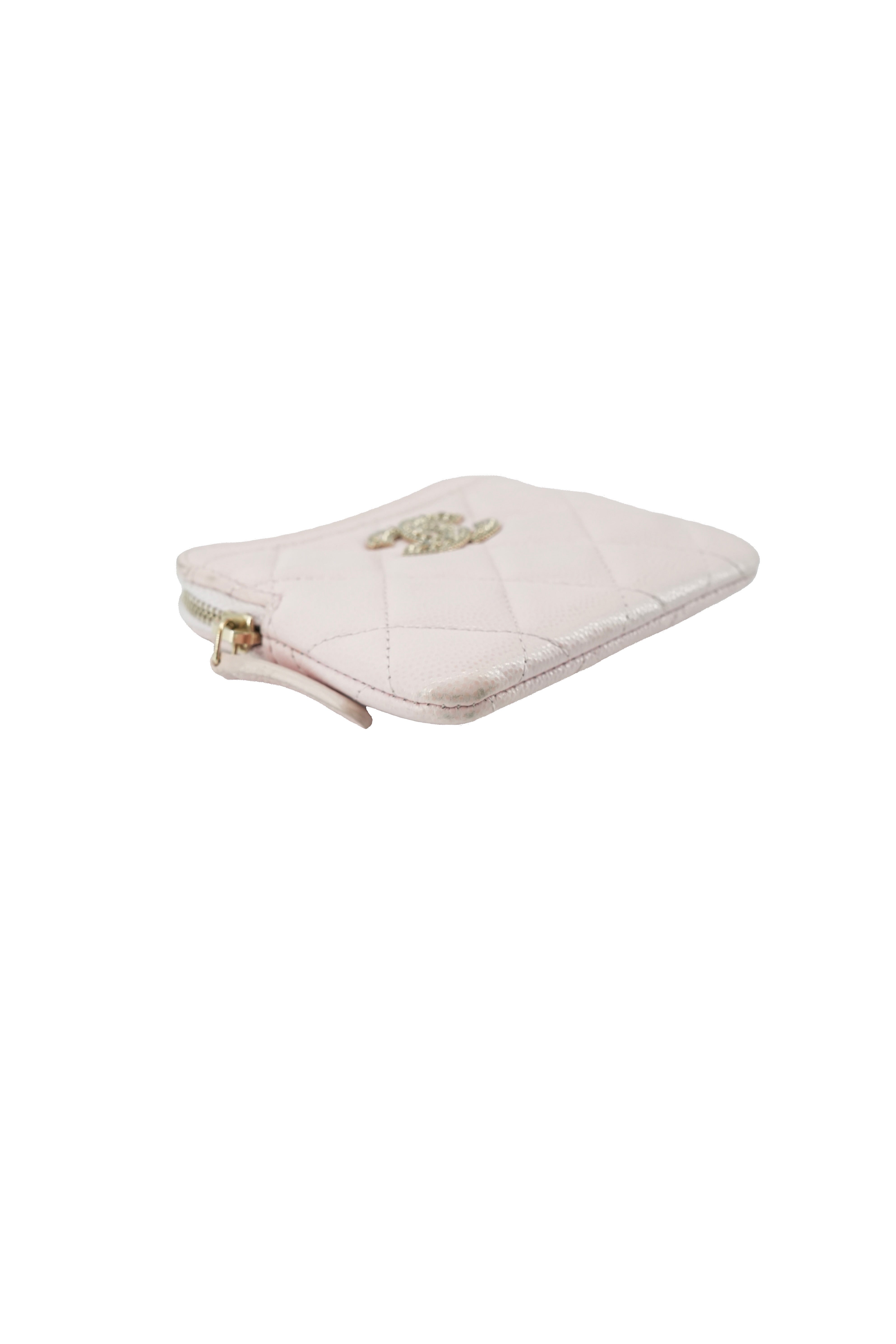 Chanel light pink quilted square zip around wallet 32075634