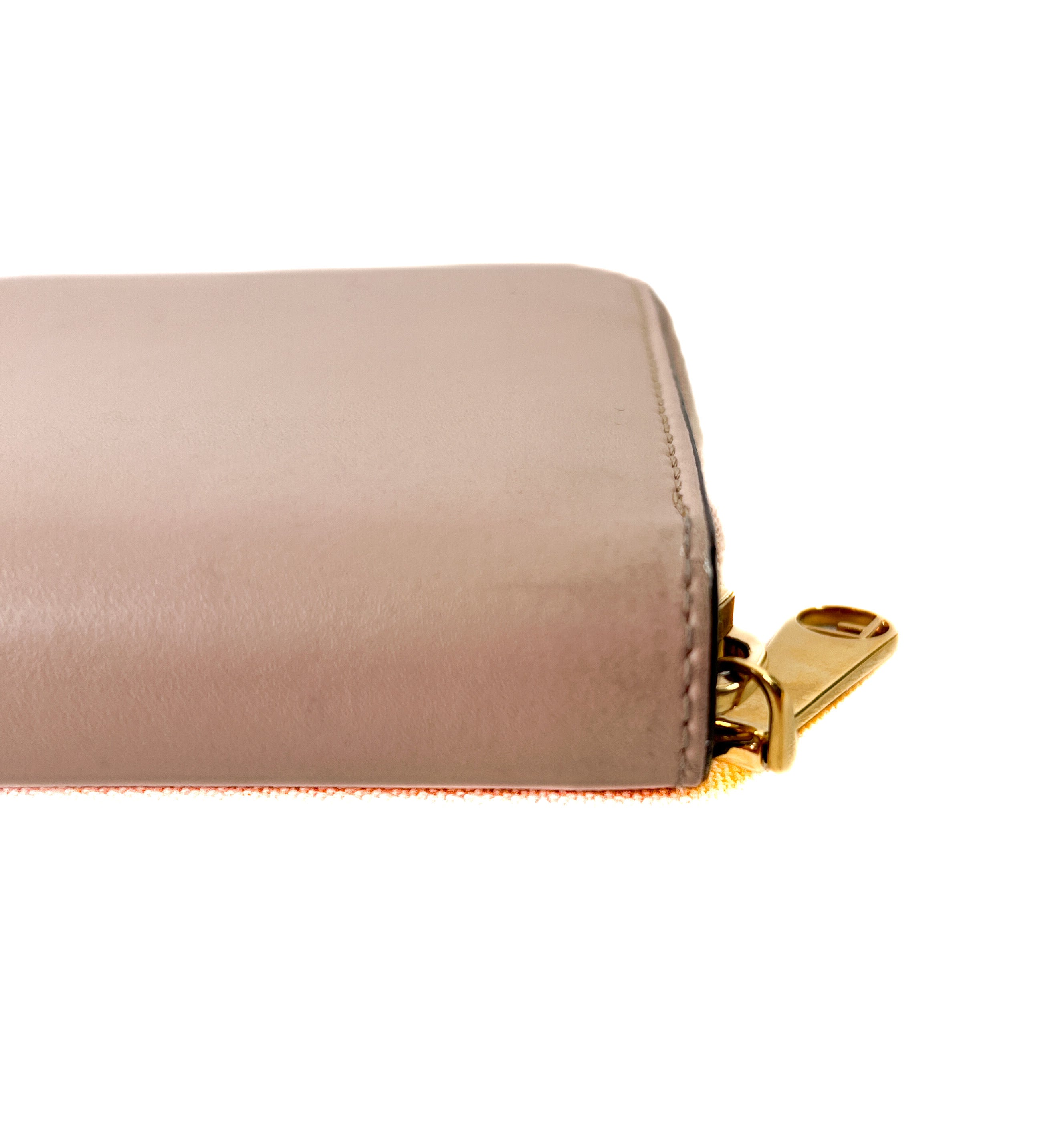 Fendi blush pink Kan I F slim zip around wallet