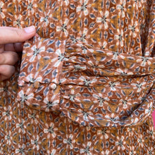 Marie Oliver brown print long sleeve top size M