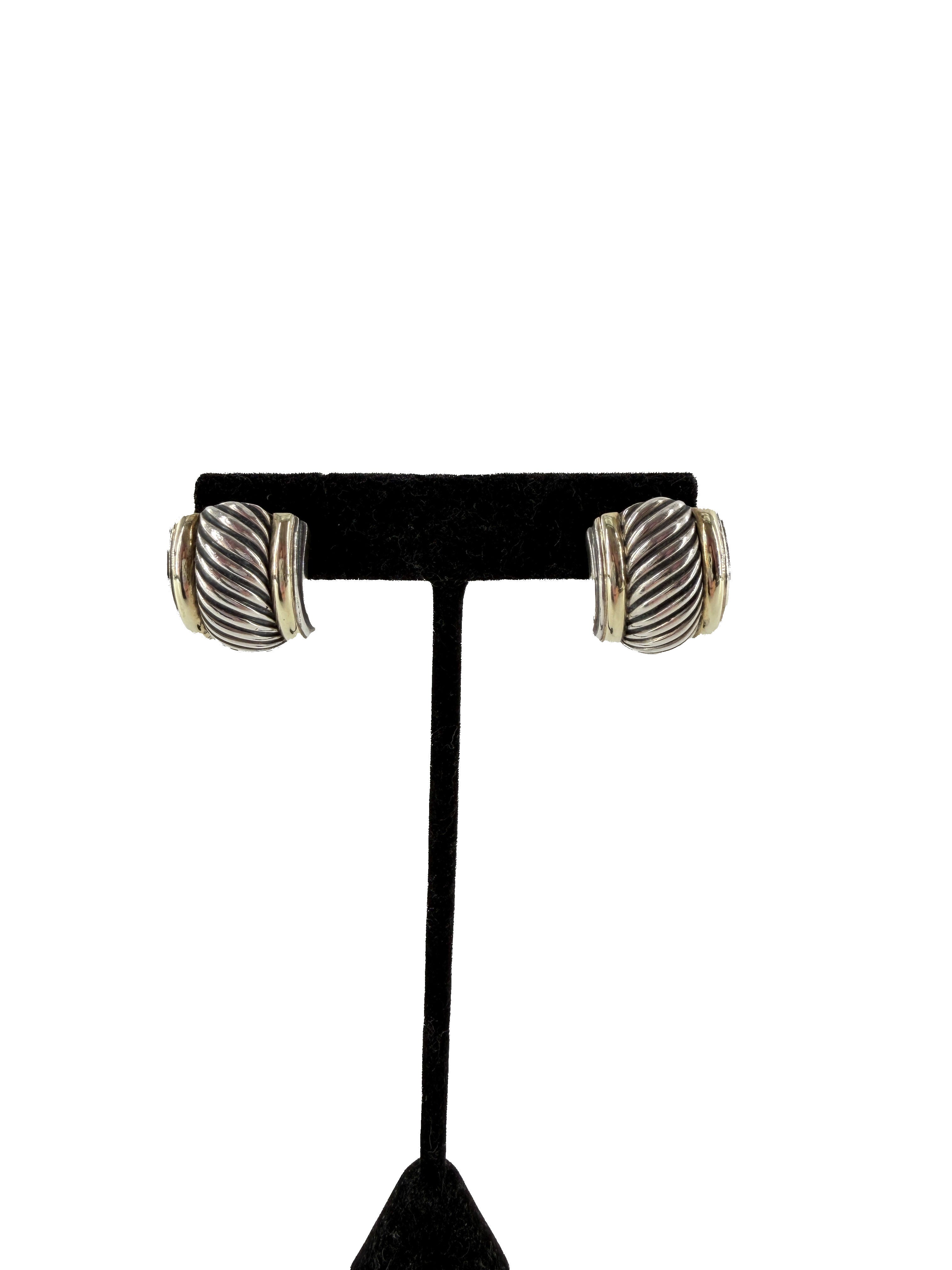 David Yurman sterling silver, 14K gold Thoroughbred earrings - My Girlfriend's Wardrobe LLC