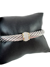 David Yurman Classic Cable Station Bracelet in sterling silver and 18k yellow gold with diamonds
