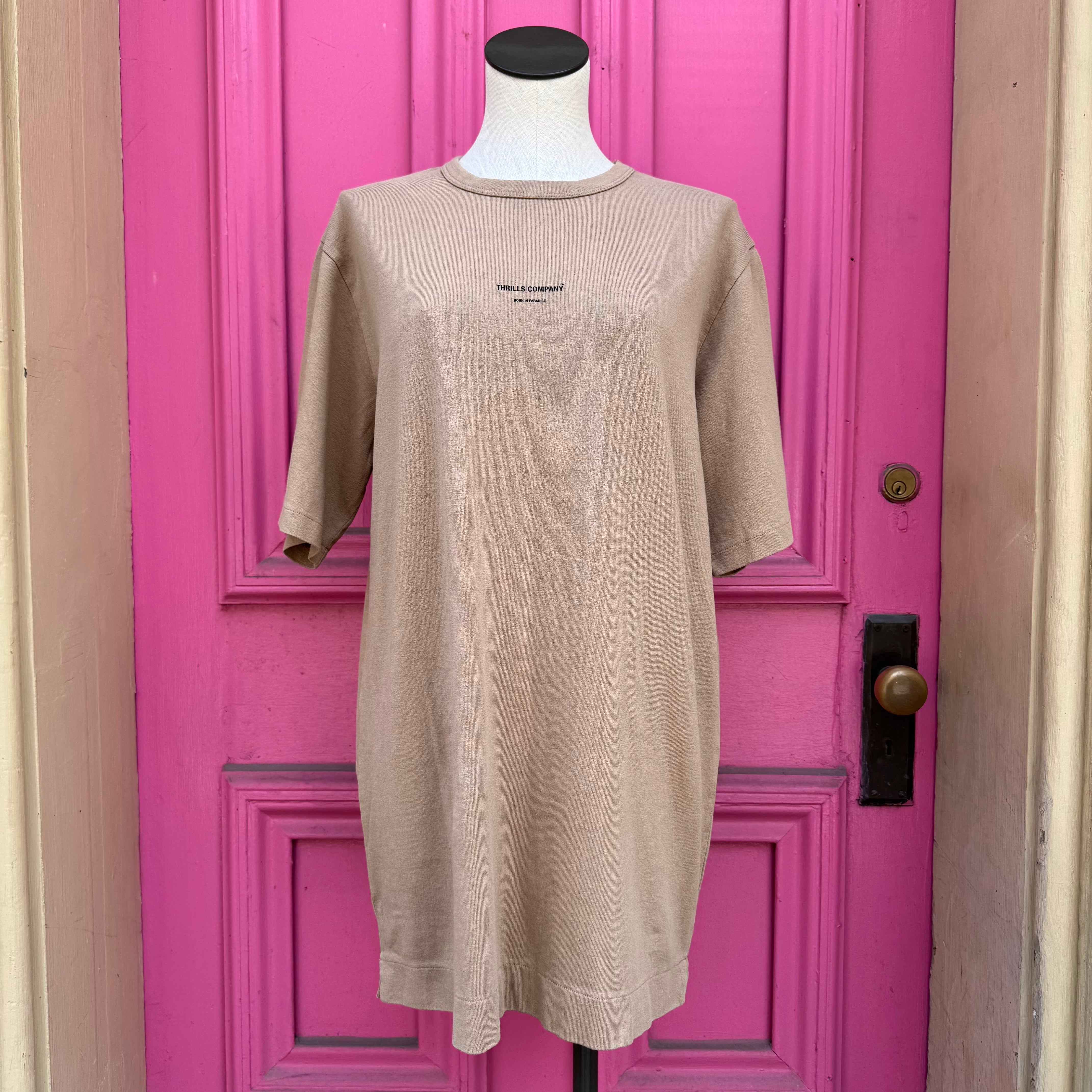 Thrills brown short sleeve box tee dress size XS NWT