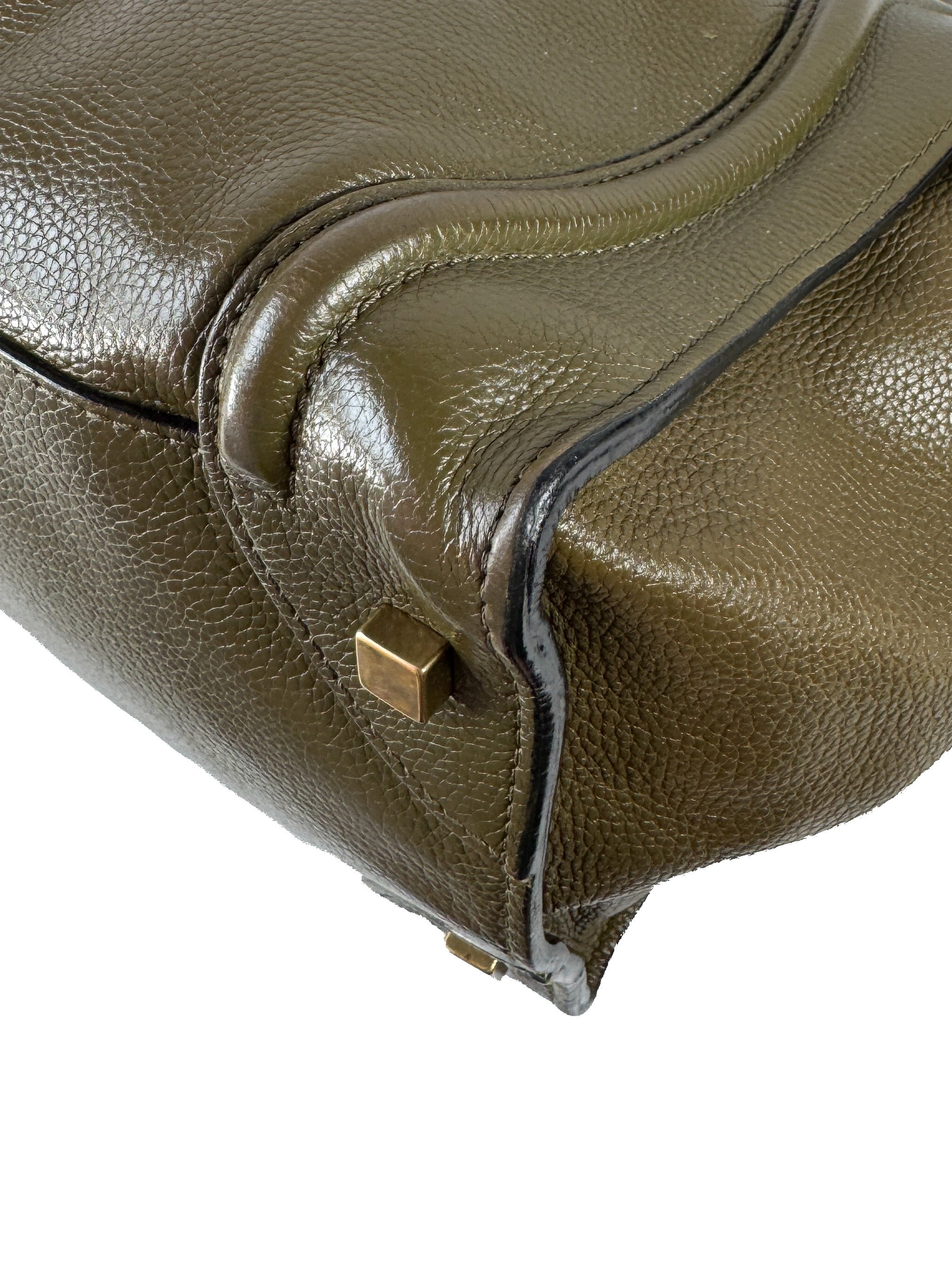 Celine olive leather mini luggage tote S-PA-1121