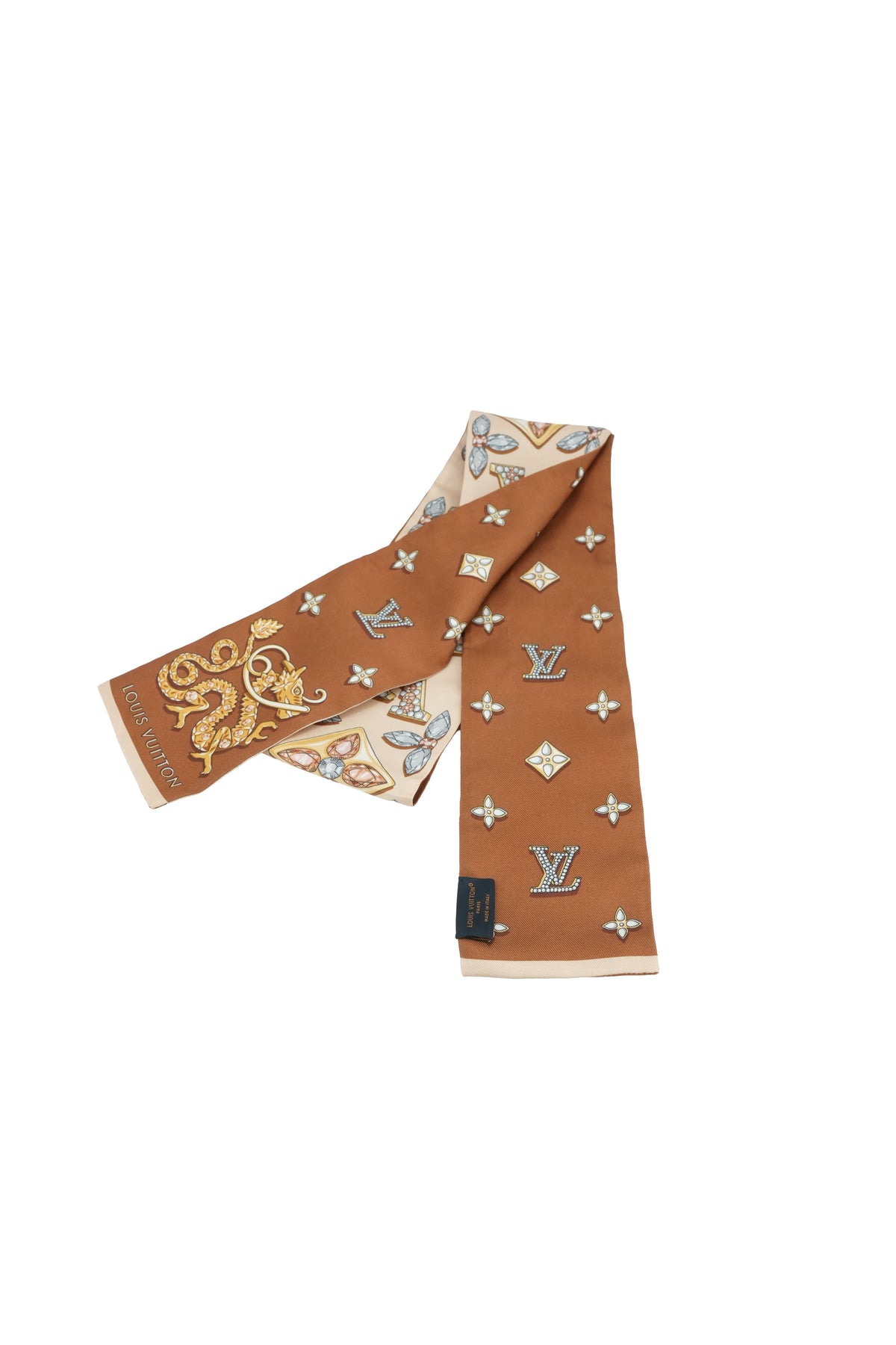 Louis Vuitton beige precious silk dragon bandeau CC4223