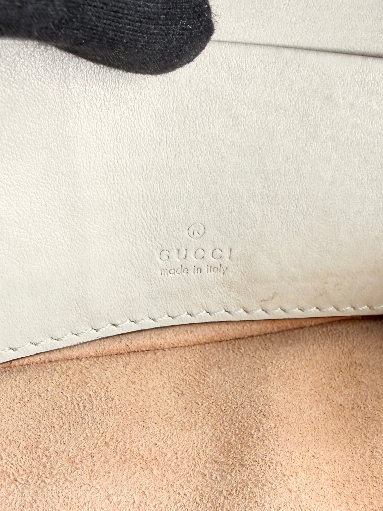 Gucci cream Marmont GG wristlet 575164-584046