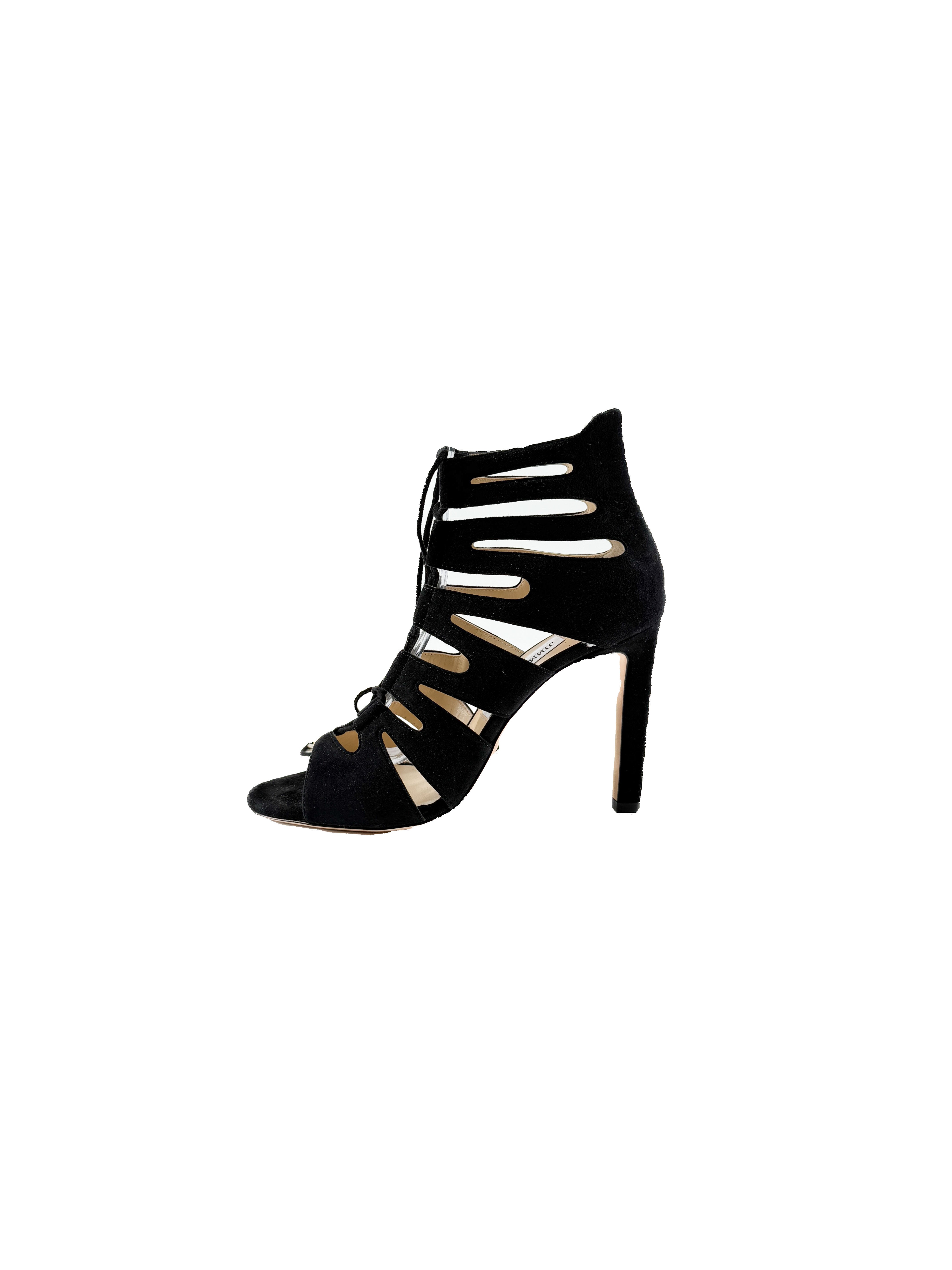 Jimmy Choo black suede lace up Hitch booties size 38.5 NEW