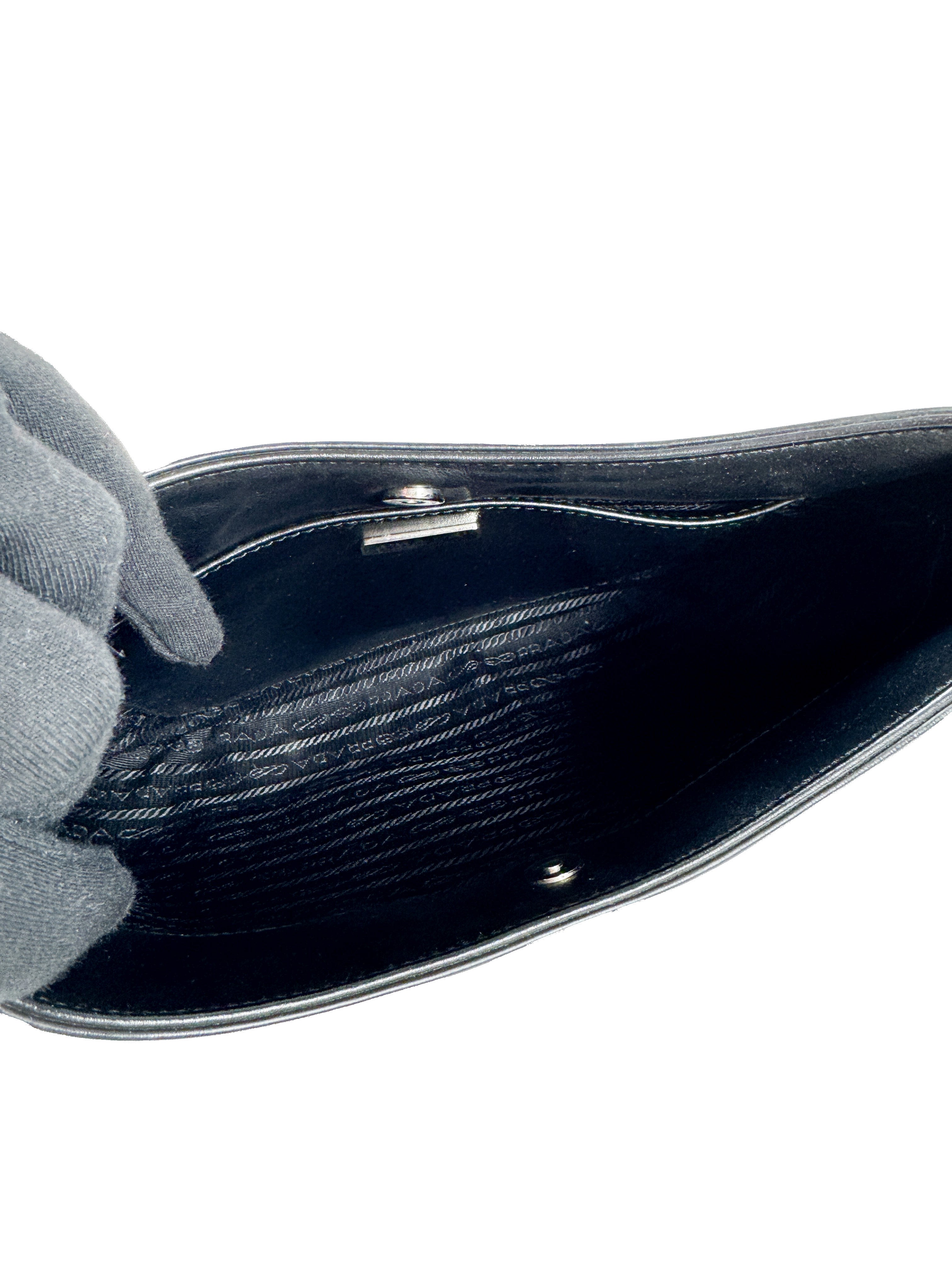 Prada black Cleo Shoulder Bag Brushed Leather