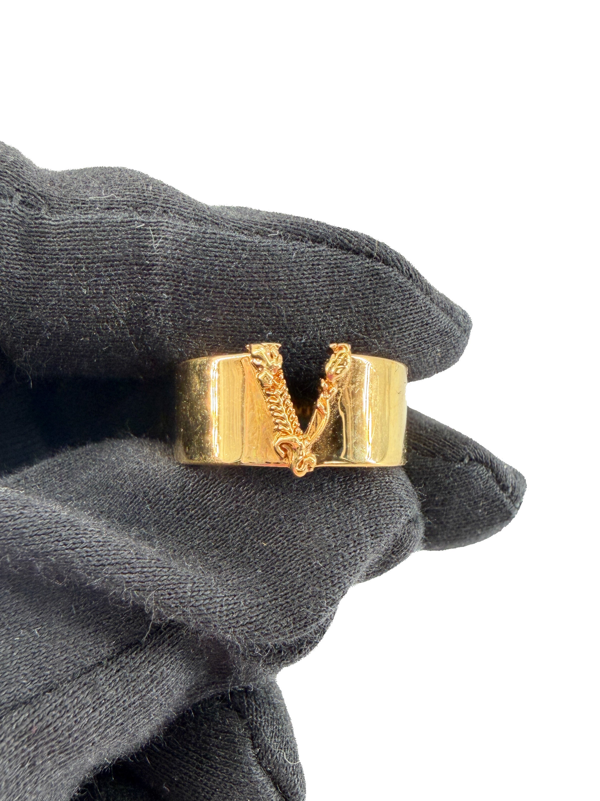 Versace gold tone V Virtus ring