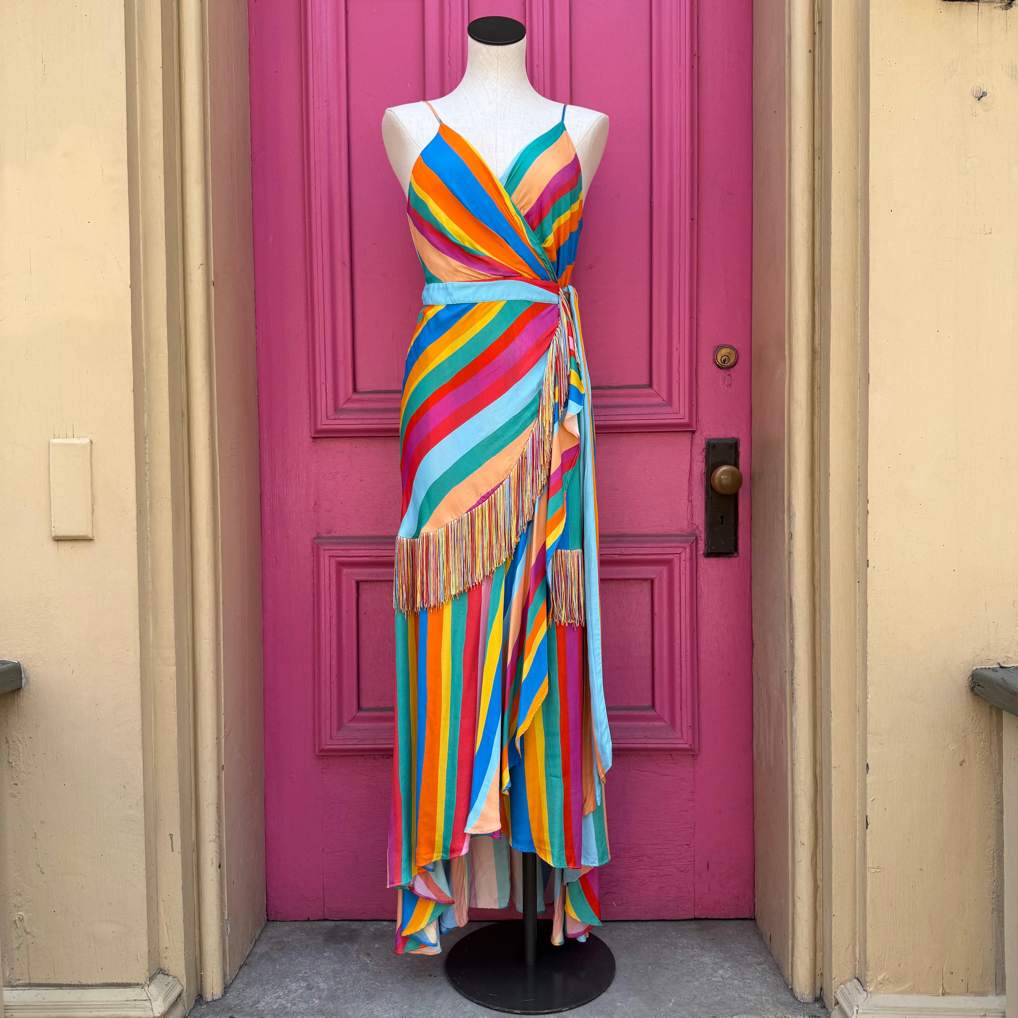 FARM RIO multi color striped tank dress size L