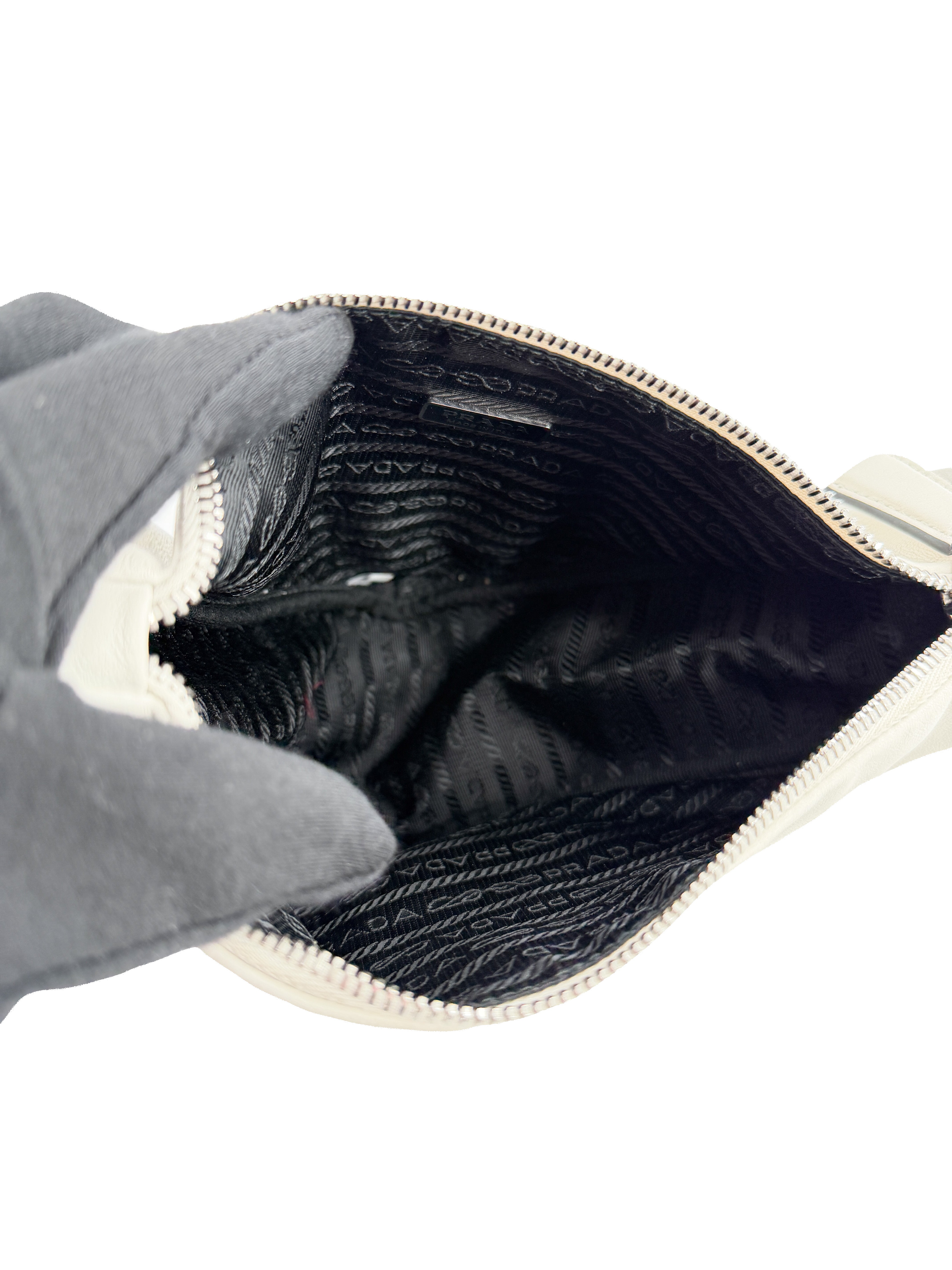 Prada white leather Triangle bag 42