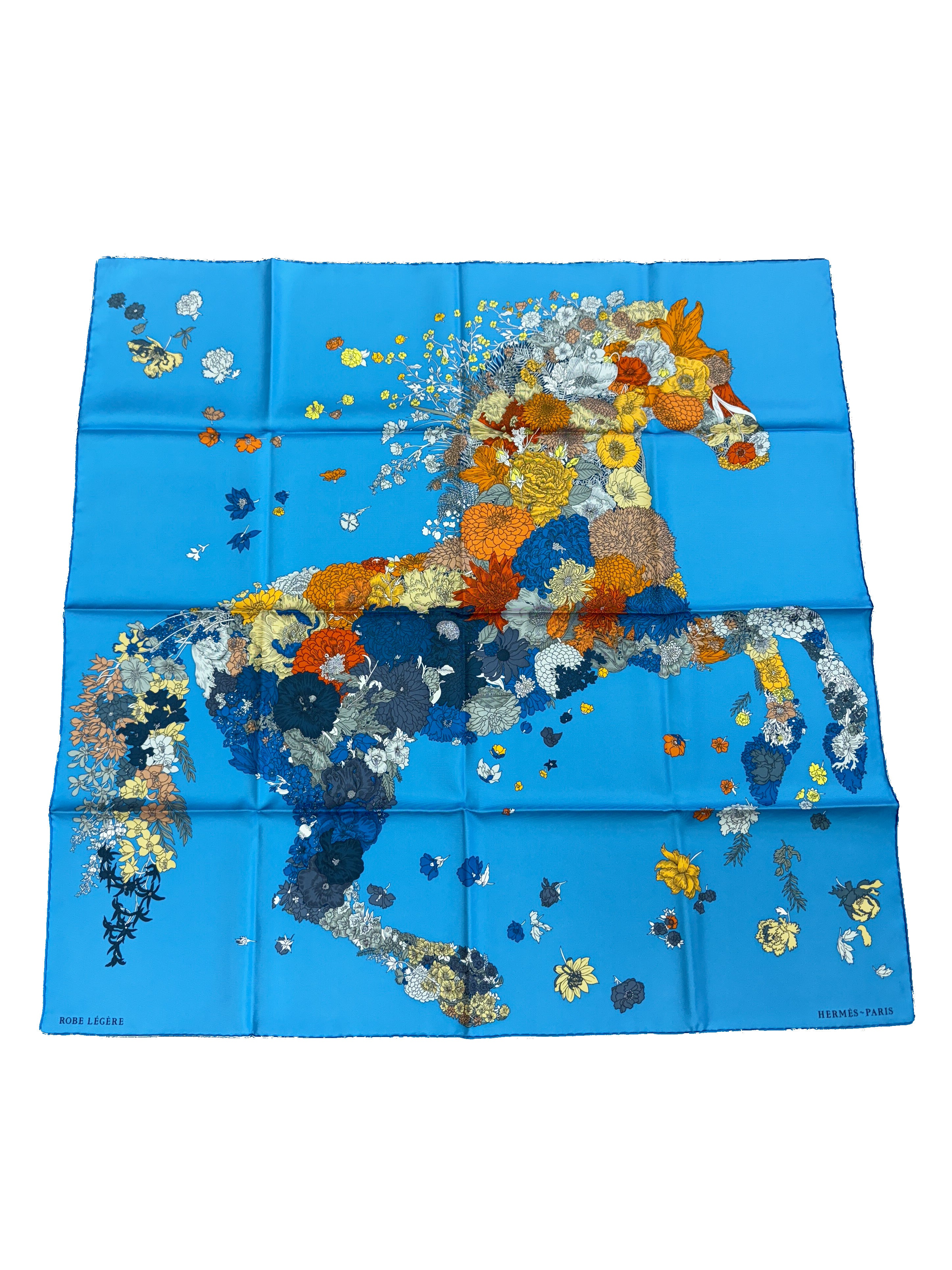 Hermès blue robe legere 90 cm scarf