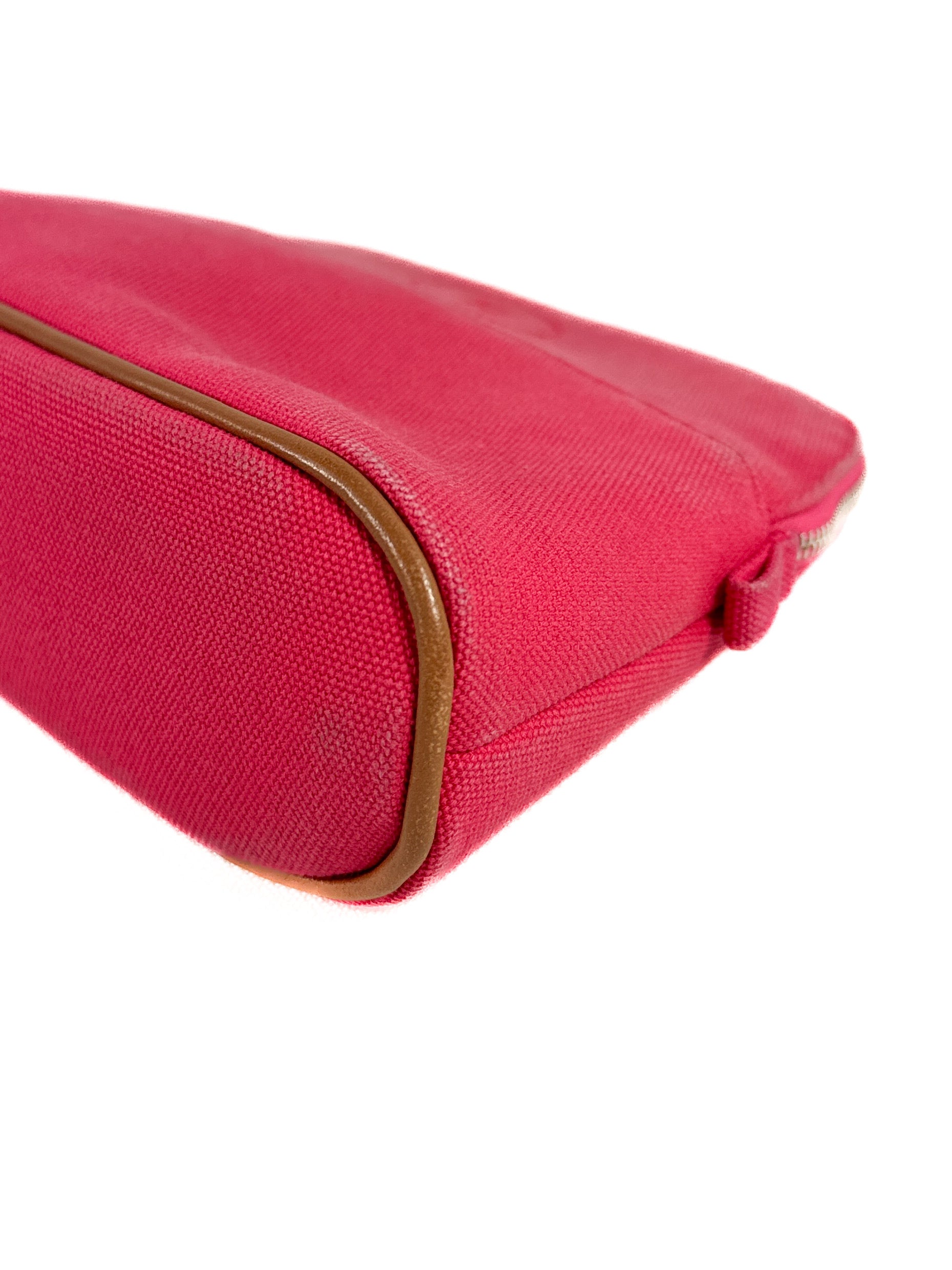 Hermès bright pink cotton Bolide zip pouch
