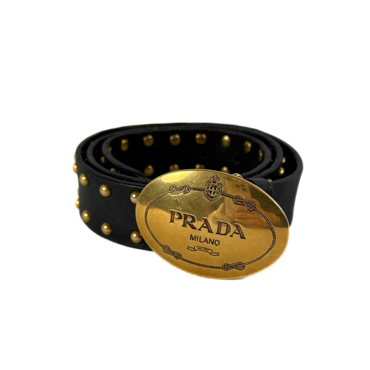 Prada Pebbled Leather Belt, Size 34 Prada - Vernice Black Patent Leather Logo Buckle Belt main image 4