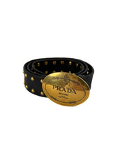 Prada black leather studded belt size 85 34