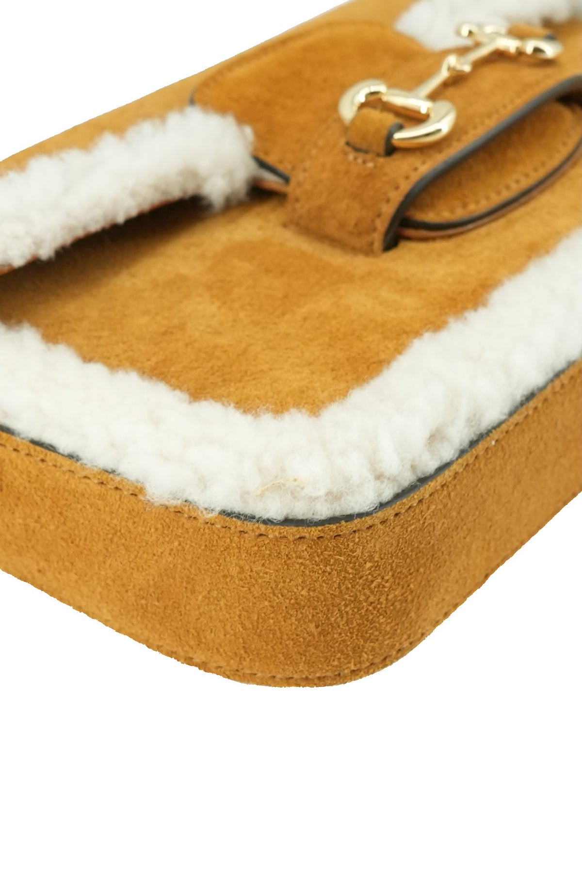 Gucci Horsebit Flap 1955 Shoulder Bag with suede shearling mini 760319-0416