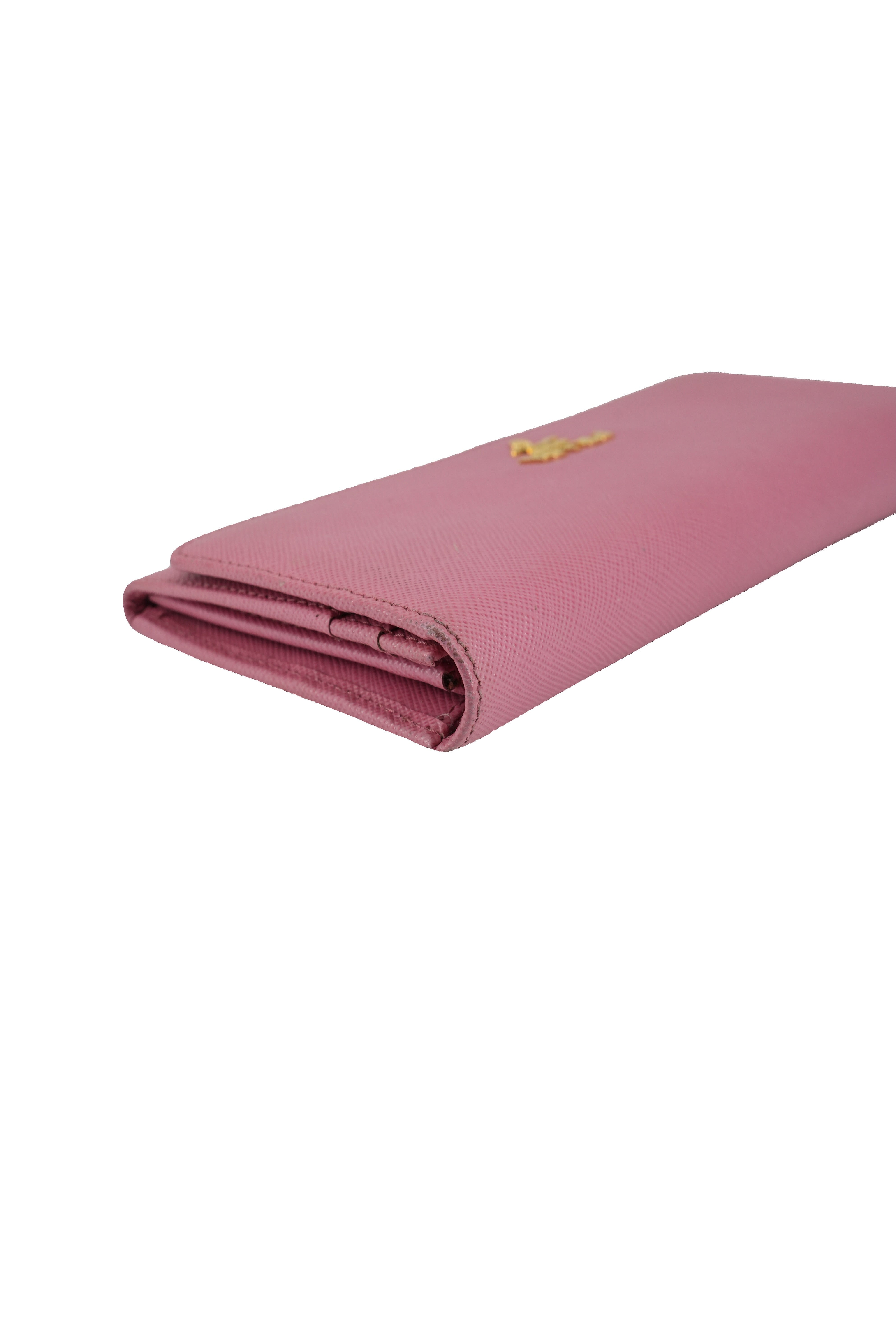 Prada pink saffiano leather long wallet 223