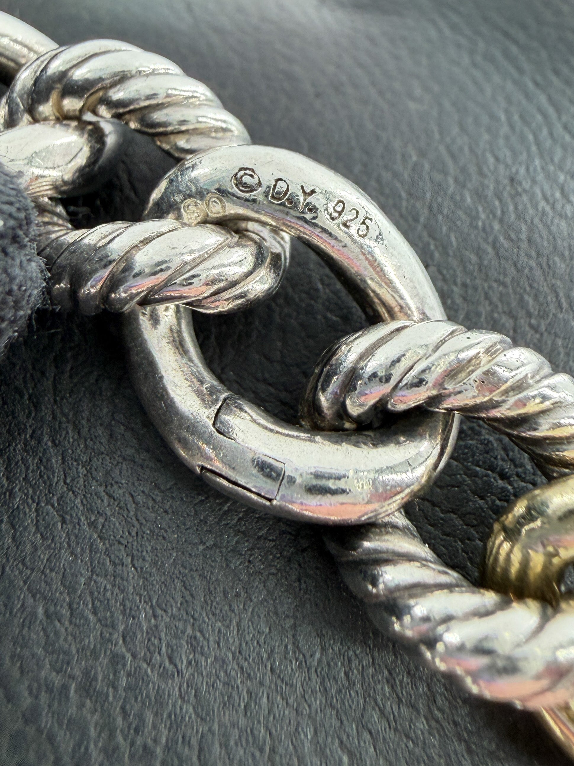 David Yurman sterling silver, 18k yellow gold Belmont curb bracelet