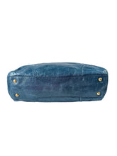 Prada blue Vitello Shine shopping tote 164
