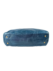 Prada blue Vitello Shine shopping tote 164