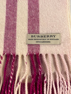 Burberry cream and magenta cashmere scarf