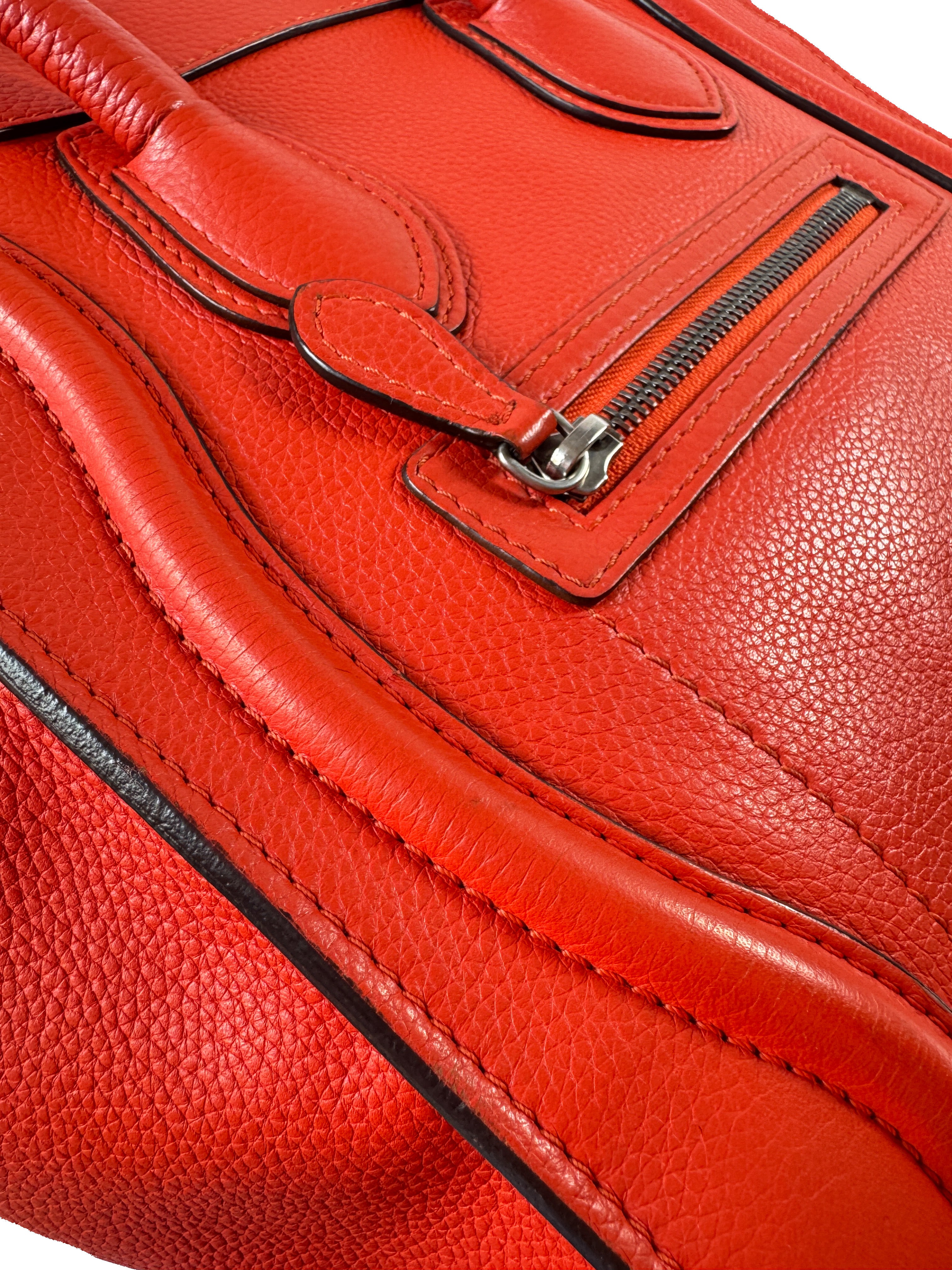 Celine red/orange micro luggage tote F-CE-0153