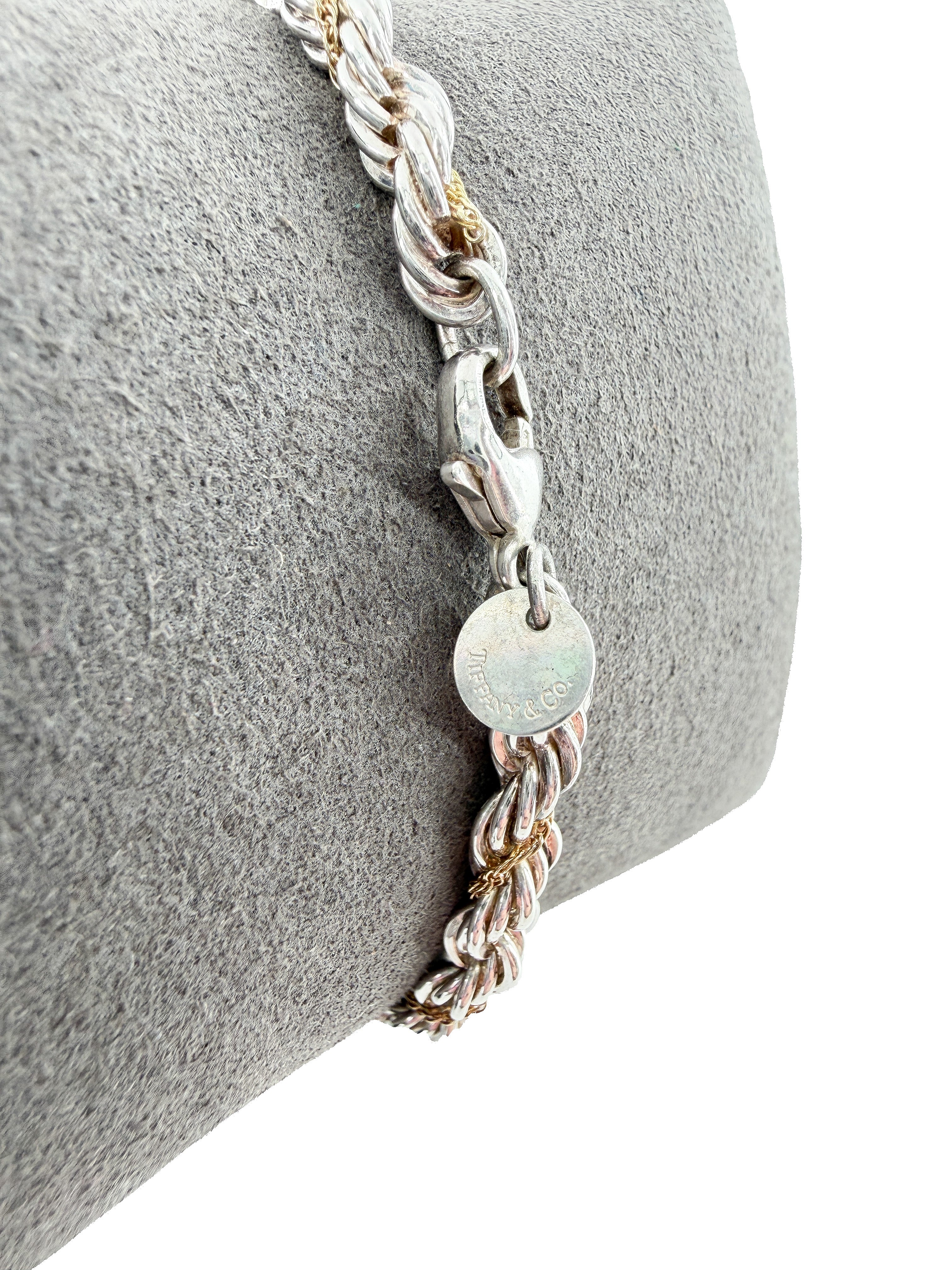 Tiffany & Co sterling silver, 18k yellow gold woven bracelet