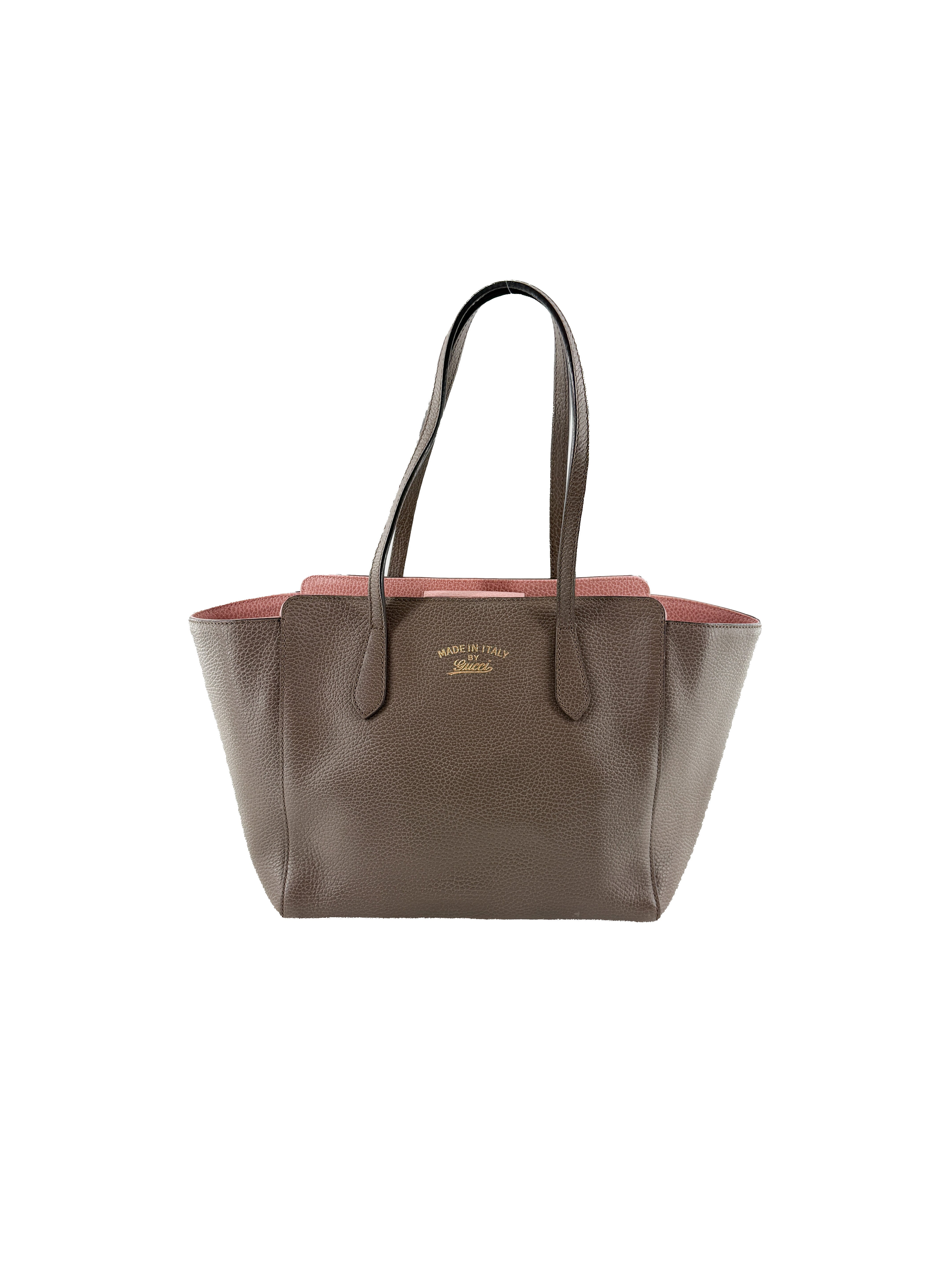 Gucci taupe leather swing tote 354408-525040