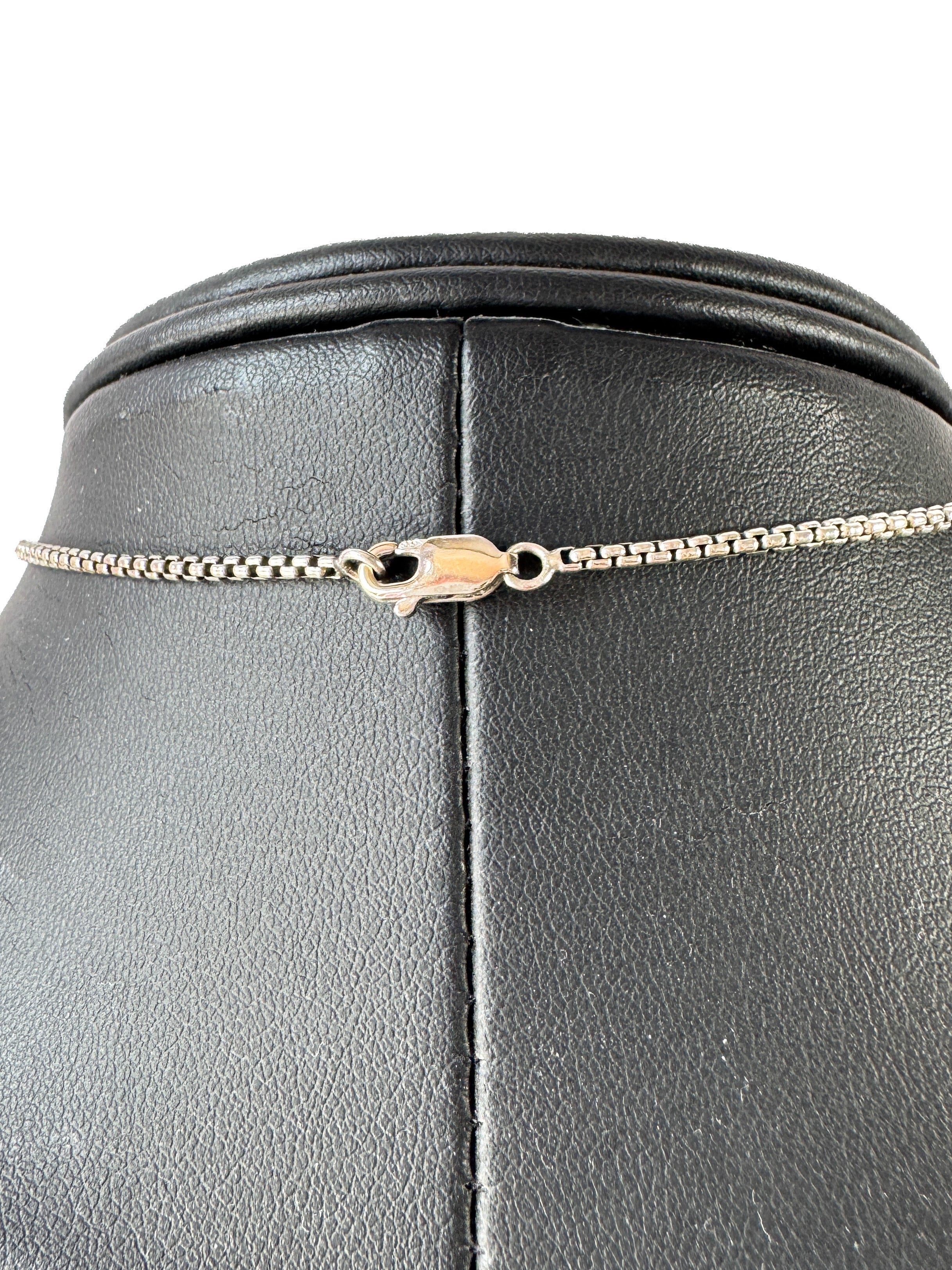 David Yurman sterling silver petite Albion prasiolite diamond pendant necklace