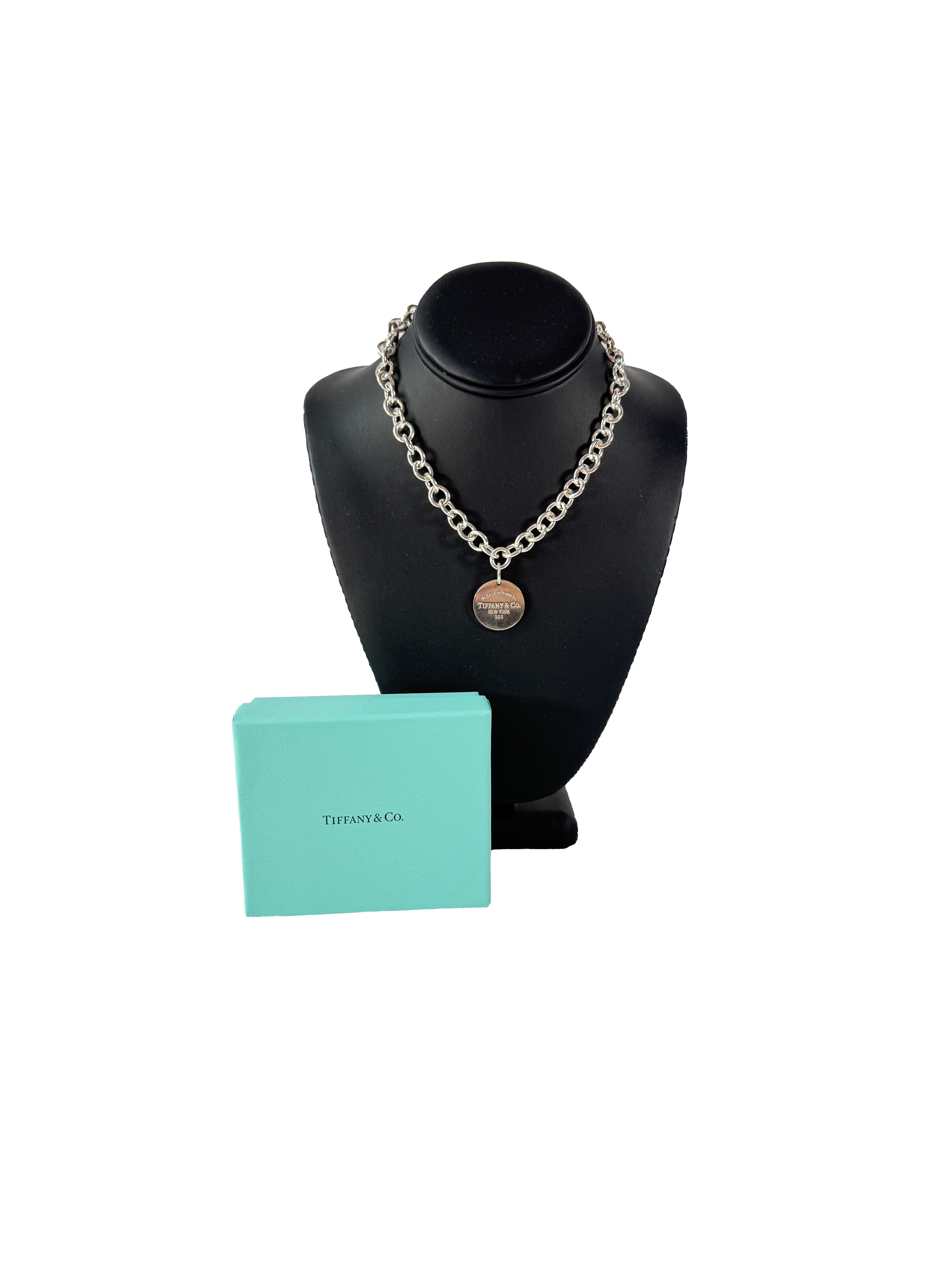 Tiffany & Co return to Tiffany round sterling silver tag necklace