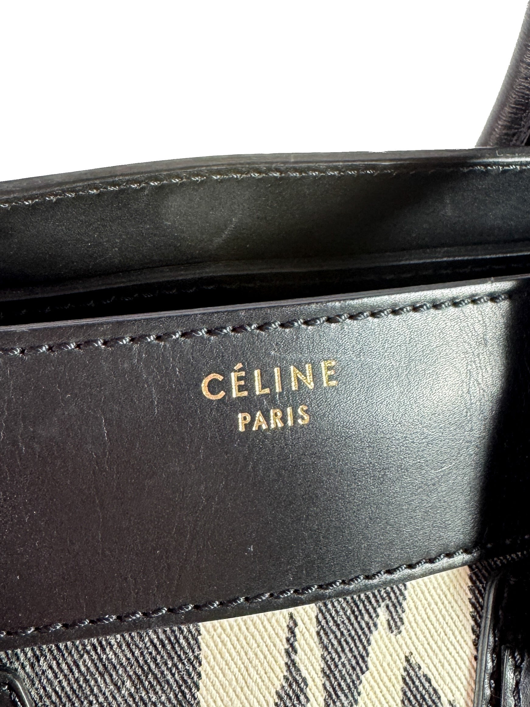 Celine black/white leopard print leather Luggage Mini S-AT-1121 F-CE-1121