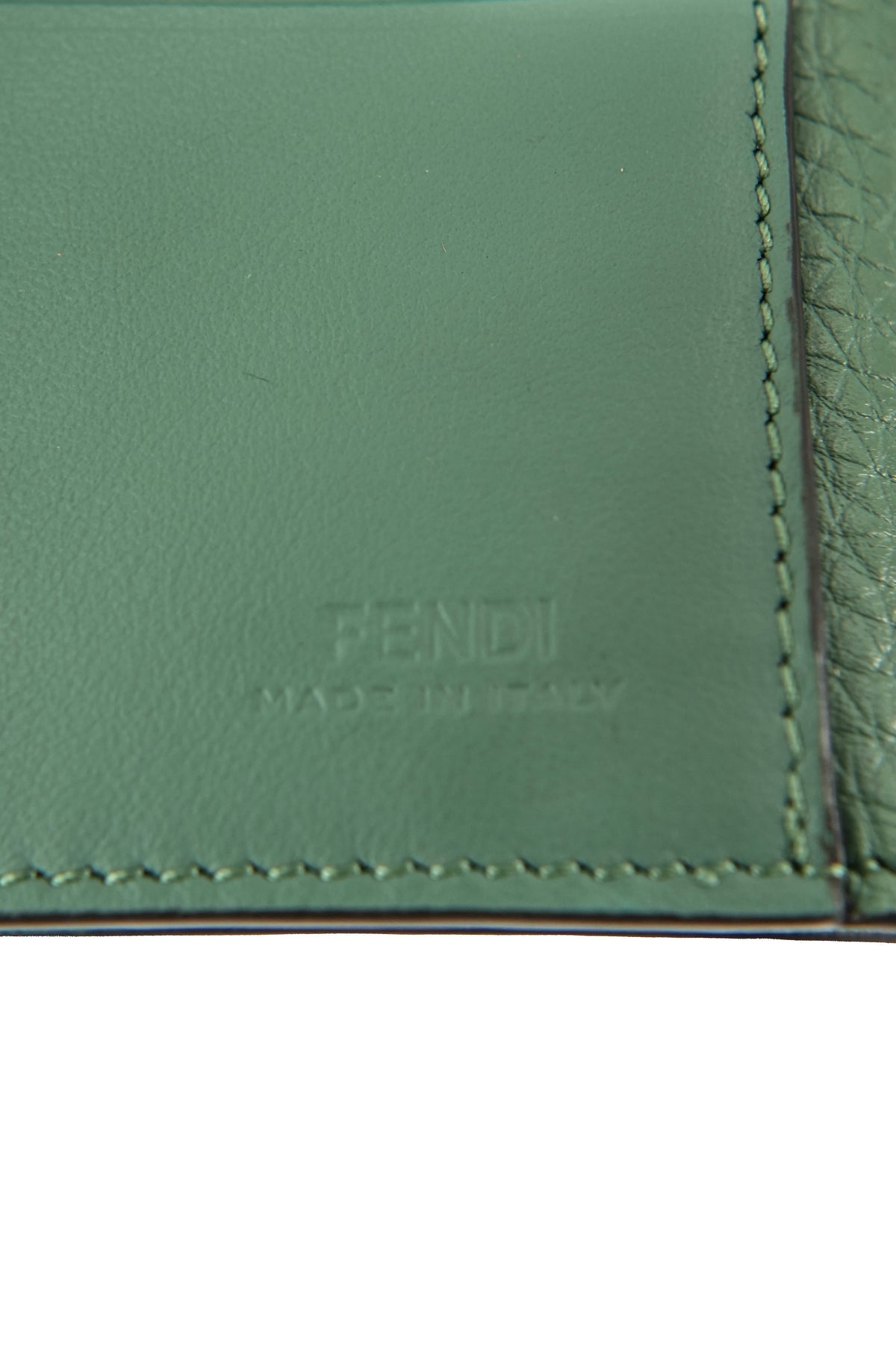 Fendi Selleria green leather compact Peekaboo wallet  1855