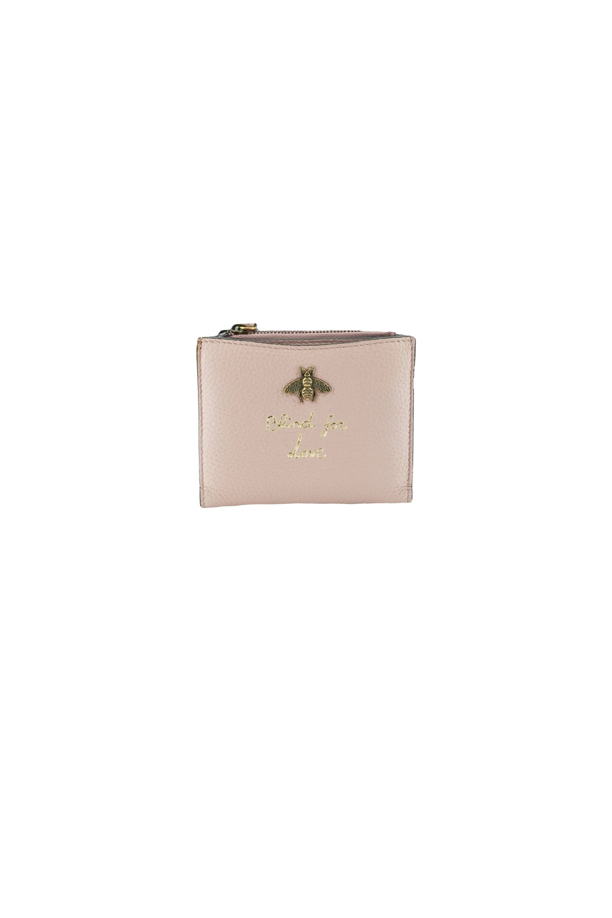 Gucci light pink blind for love Animalier compact wallet 498094-525040