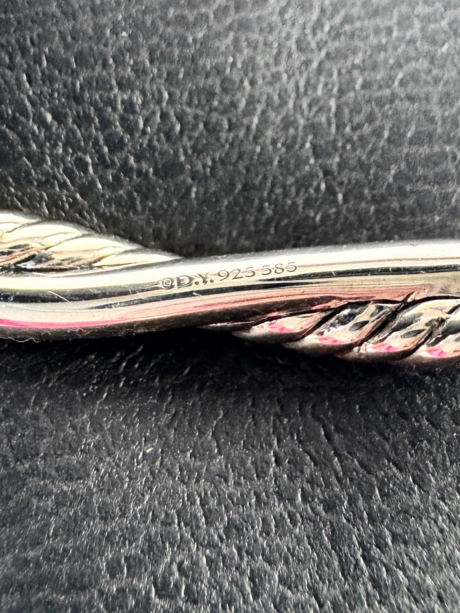 David Yurman sterling silver, 14k gold petite infinity 4.4 MM bangle NEW retail $1550